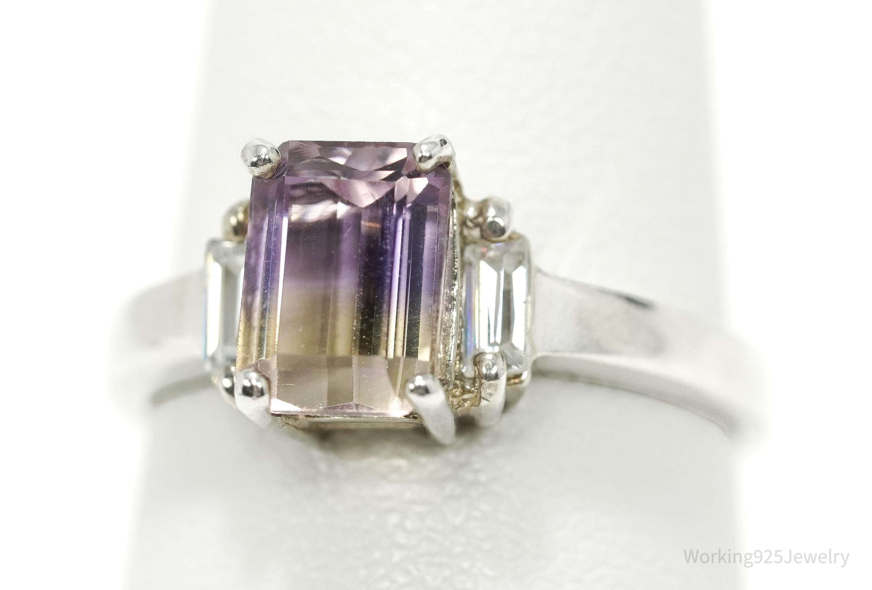Vintage Ametrine & Cubic Zirconia Sterling Silver Ring - Size 7.25