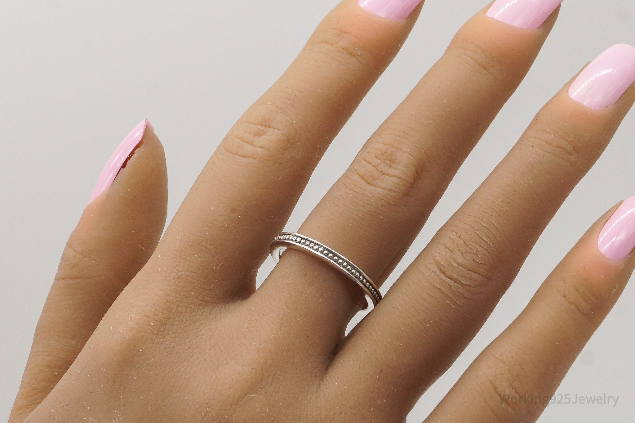 Vintage Bali Style Silver Band Ring - Size 8.5