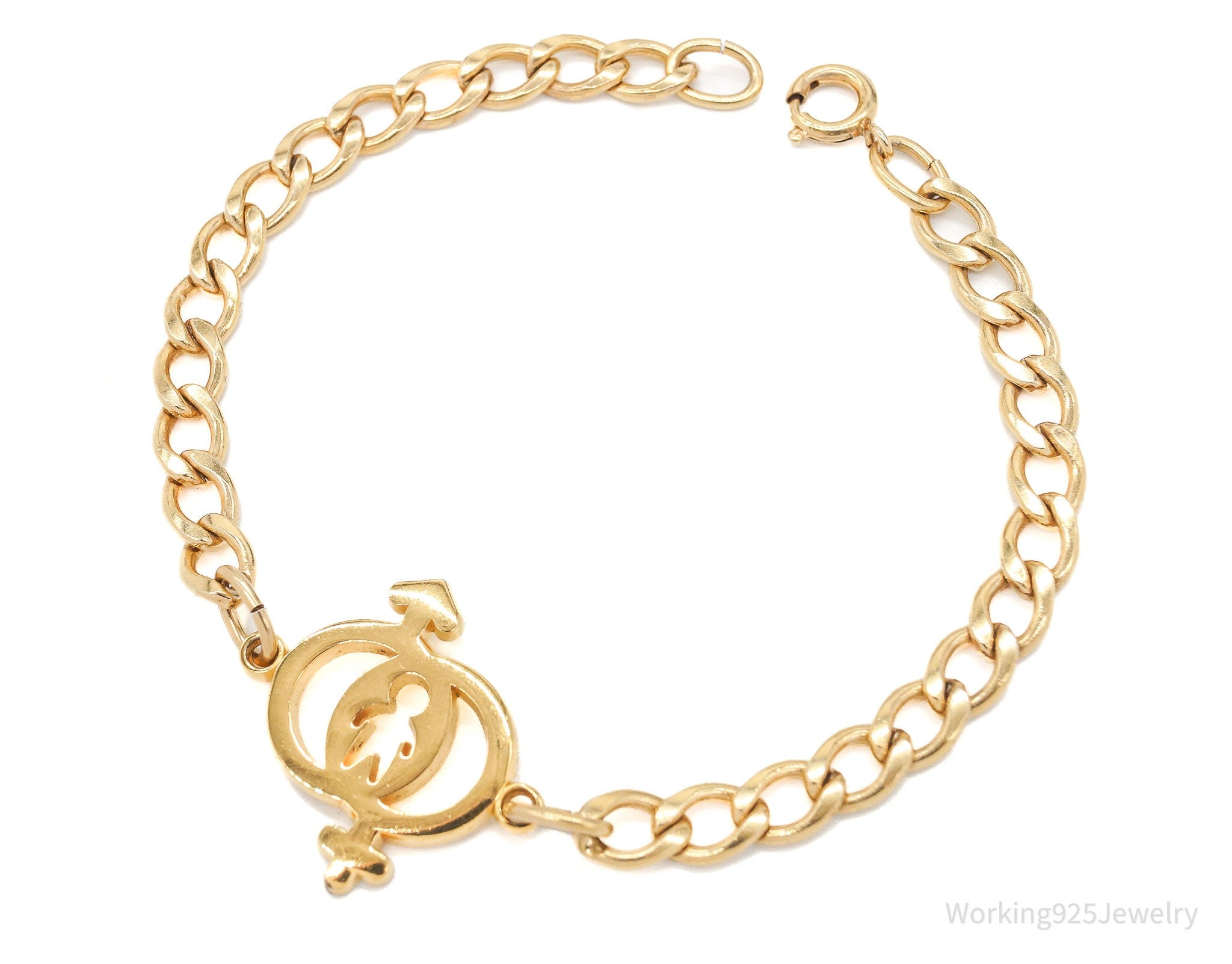 Vintage 1/20 12K Gold Filled Hetero Symbol Curb Link Bracelet