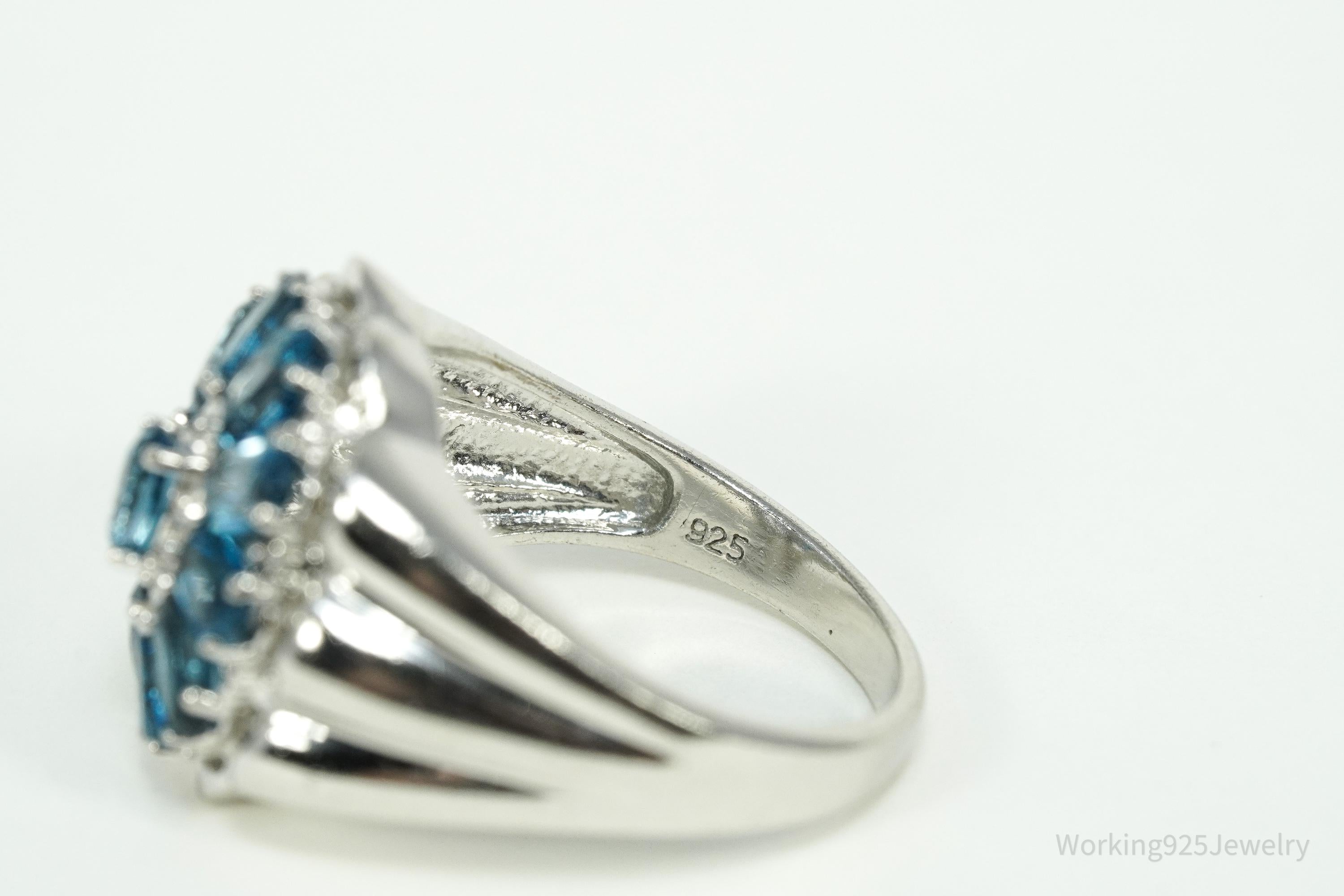 Vintage Heng Ngai London Blue Topaz Sterling Silver Ring - Size 8