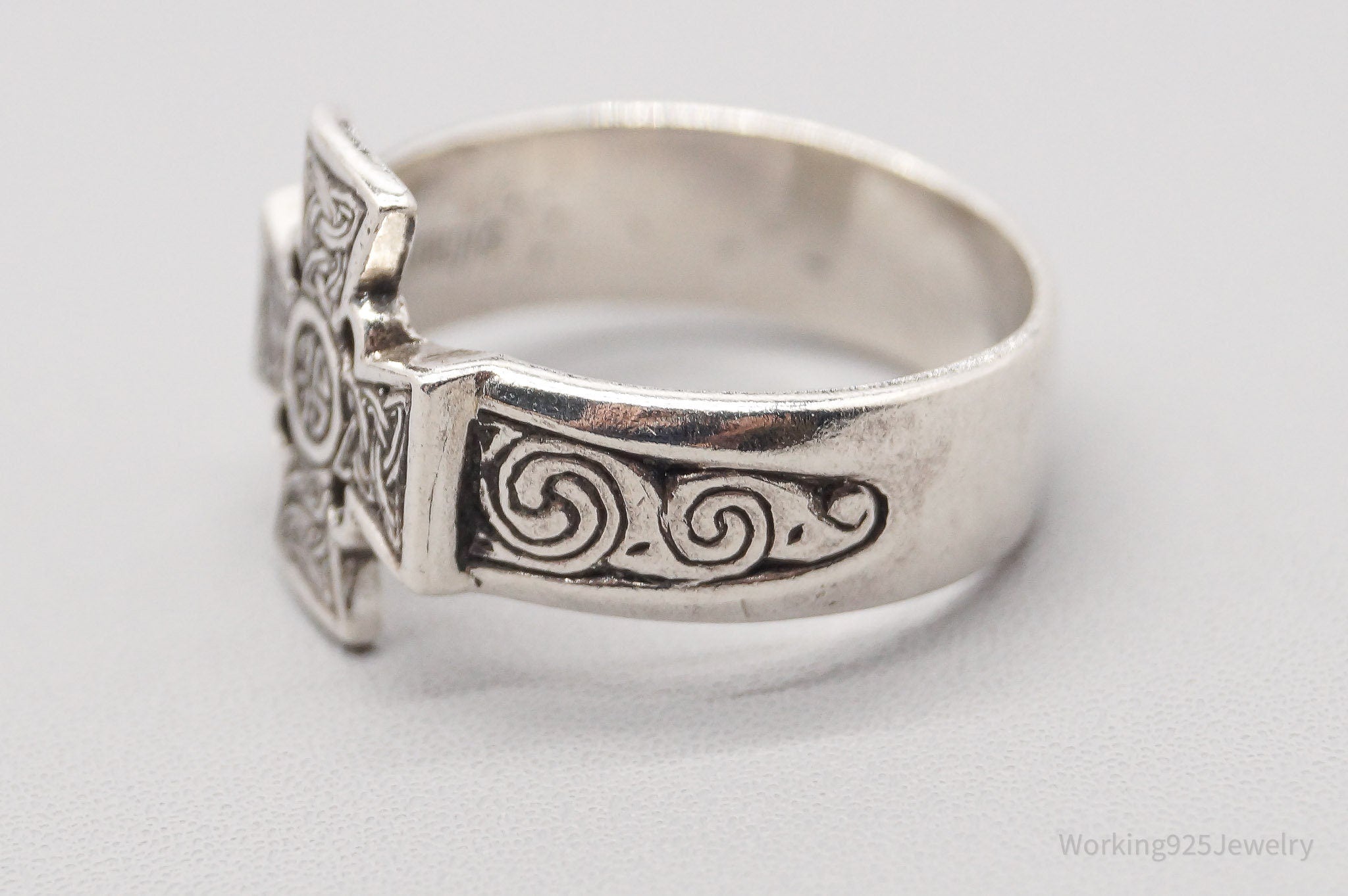 Vintage Celtic Knot Cross Sterling Silver Ring - Size 7.25