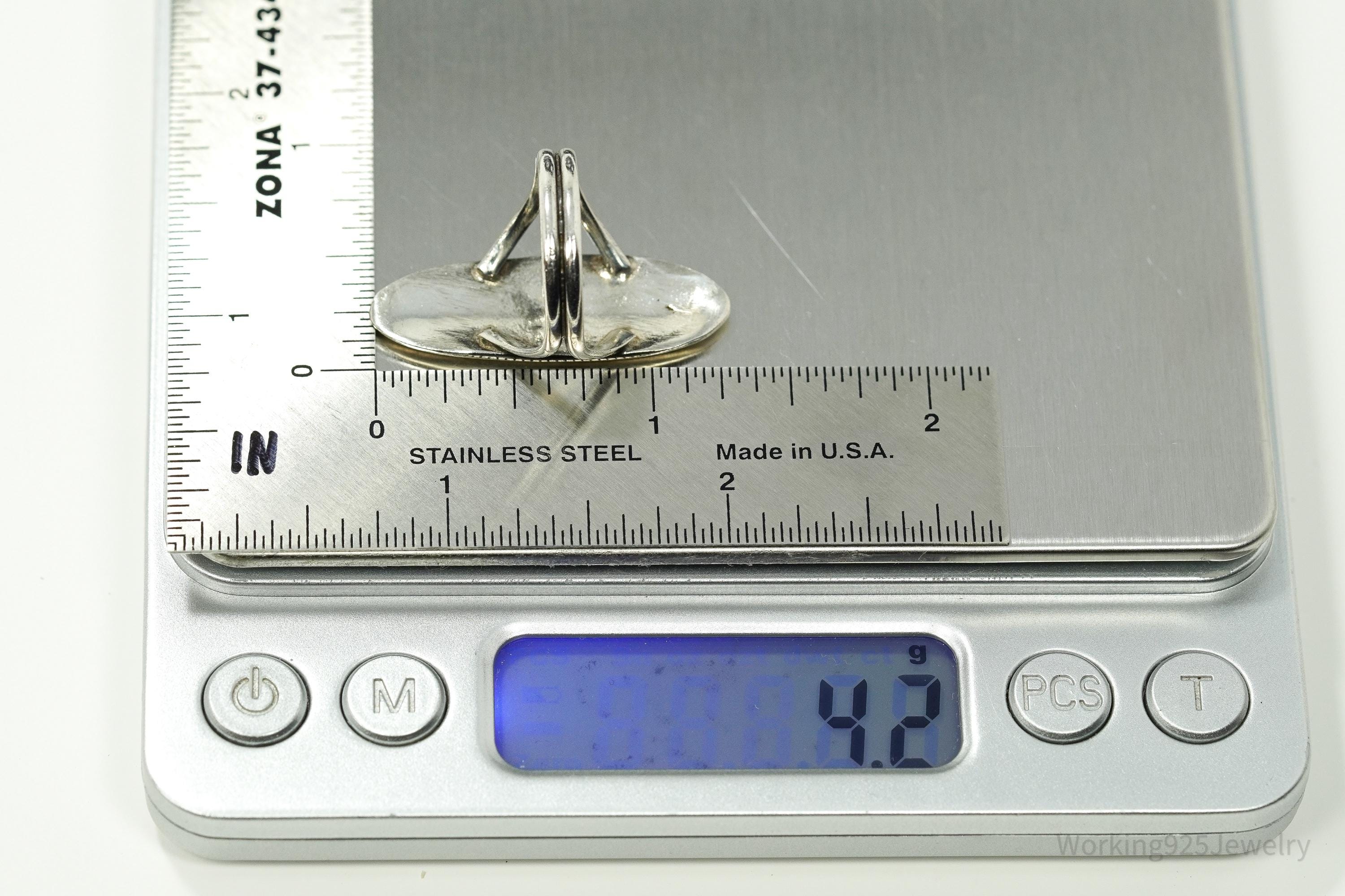 Vintage Handmade Hopi Native American Turquoise Unsigned Silver Ring - Size 6.75