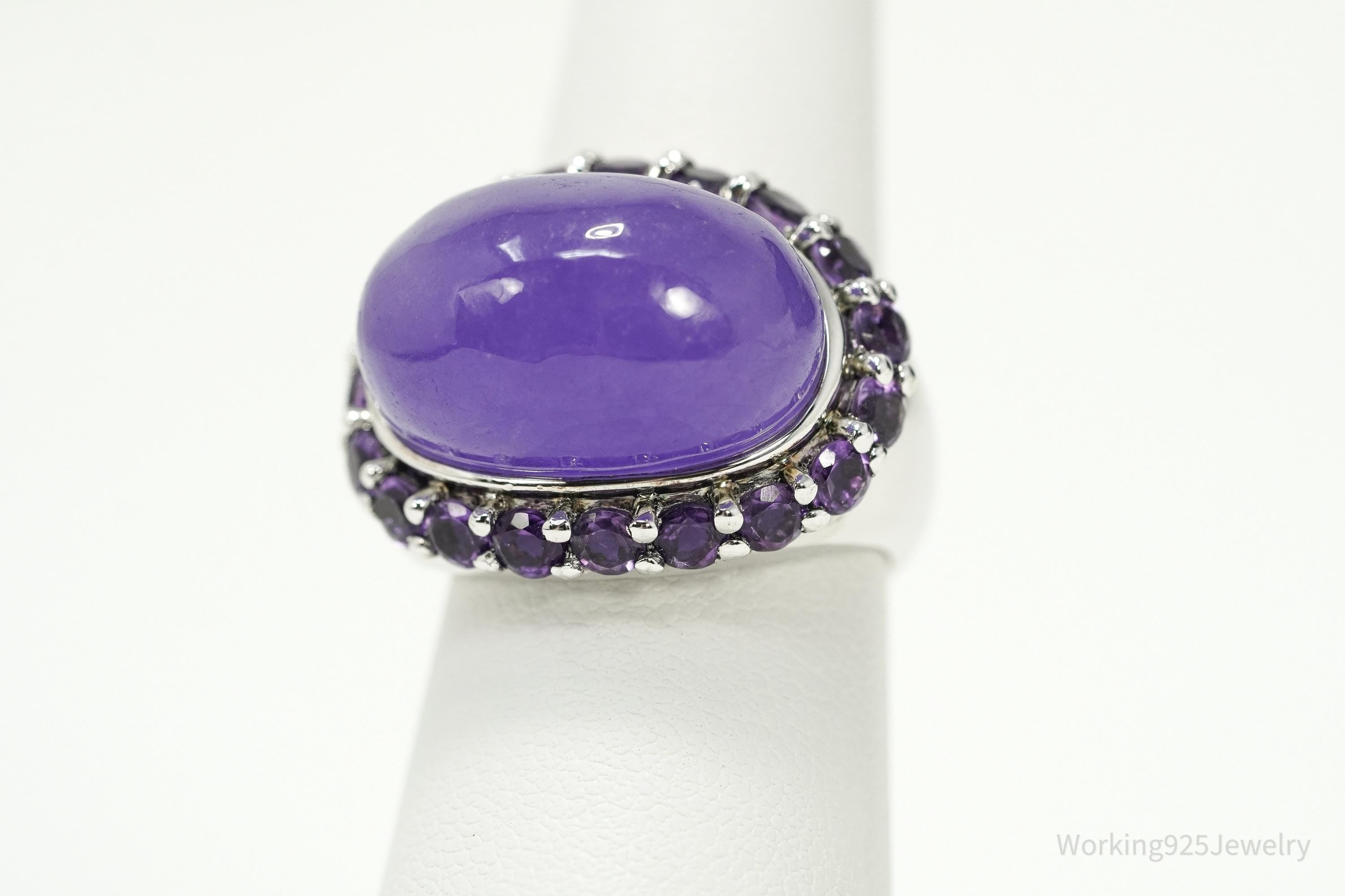 Vintage Purple Quartz & Amethyst Sterling Silver Ring – Size 6.75
