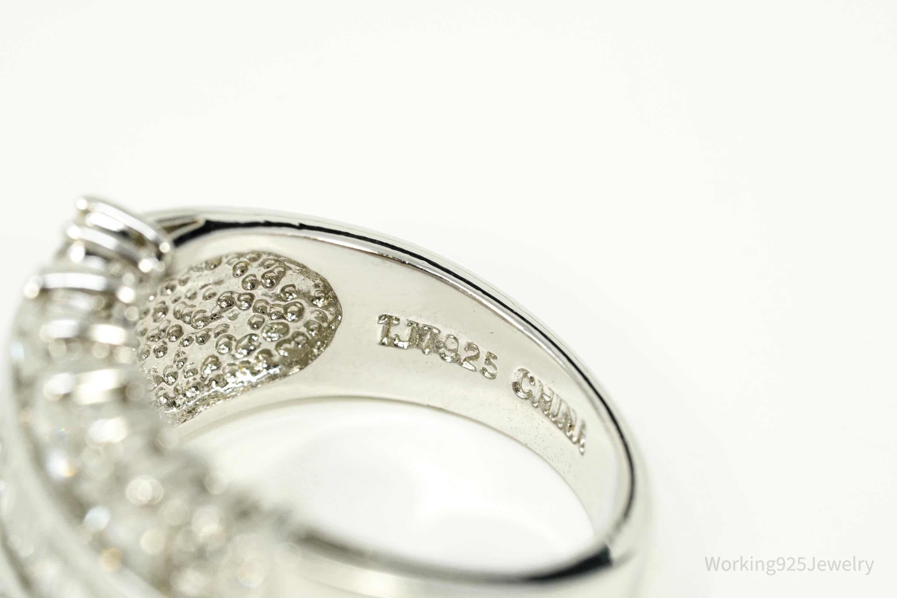 Vintage Cubic Zirconia Sterling Silver Ring - Size 7.25