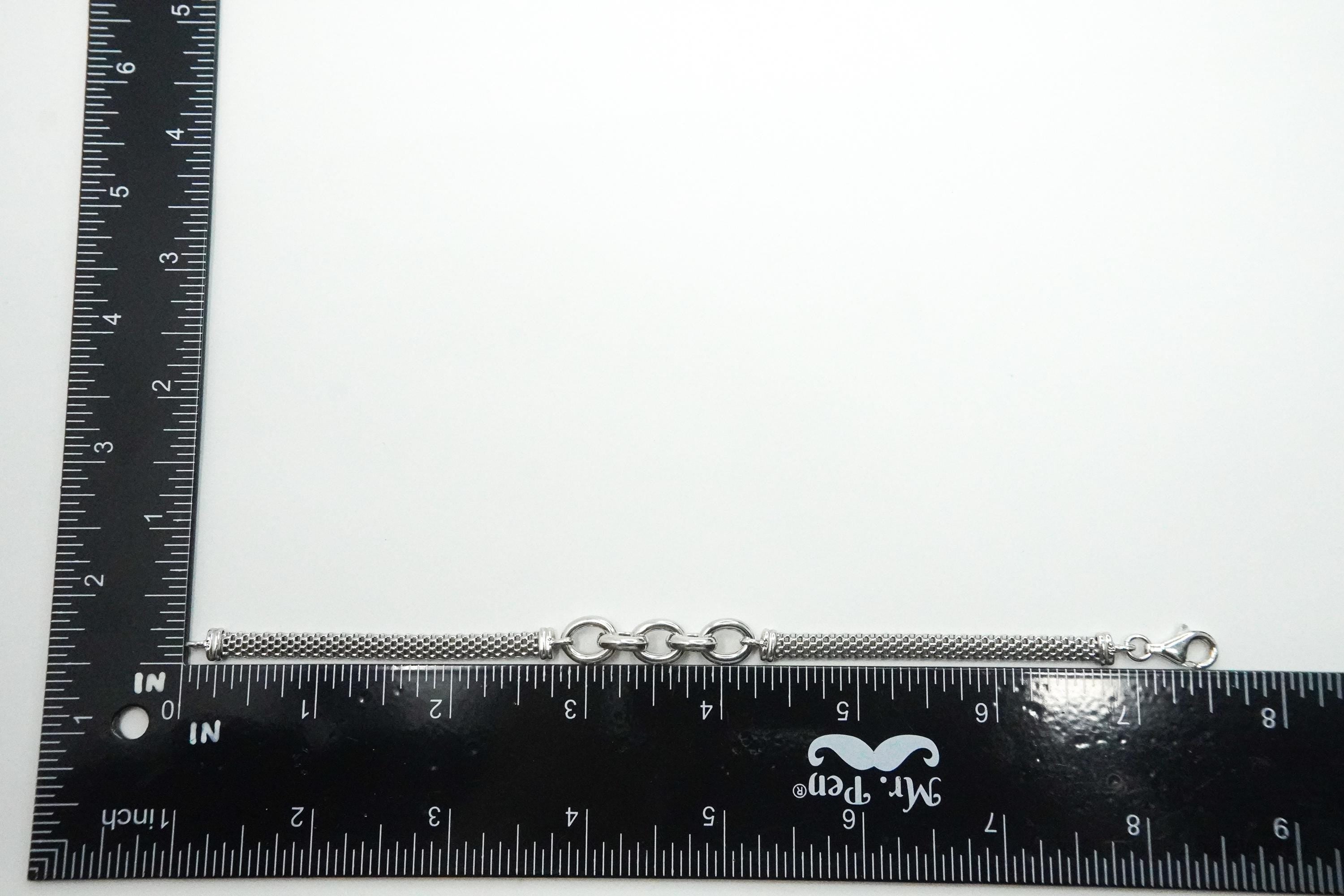 Vintage Italian Mesh Style Sterling Silver Bracelet 7.5"