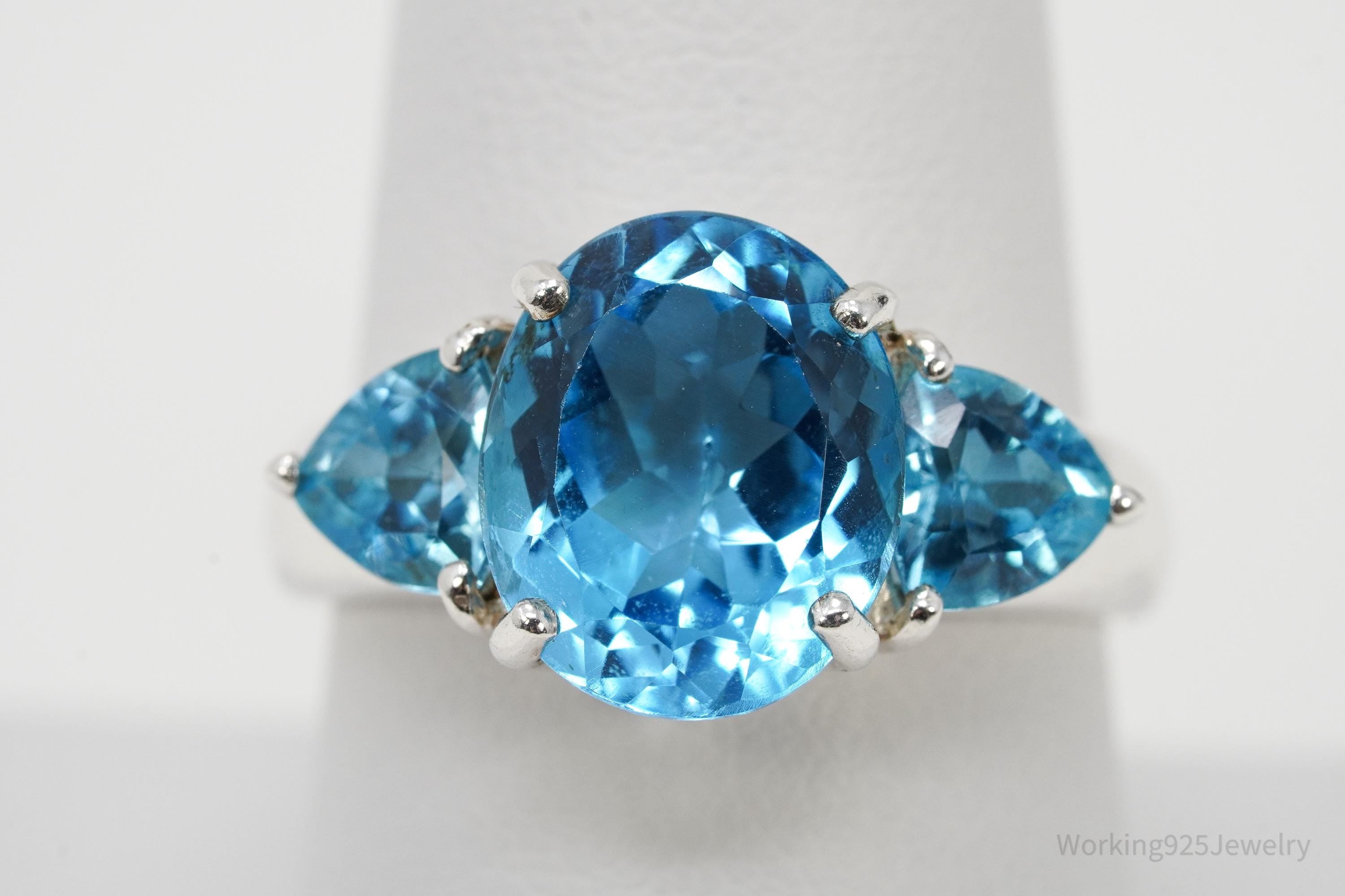 Vintage CNA Blue Topaz Sterling Silver Ring - Size 8.75