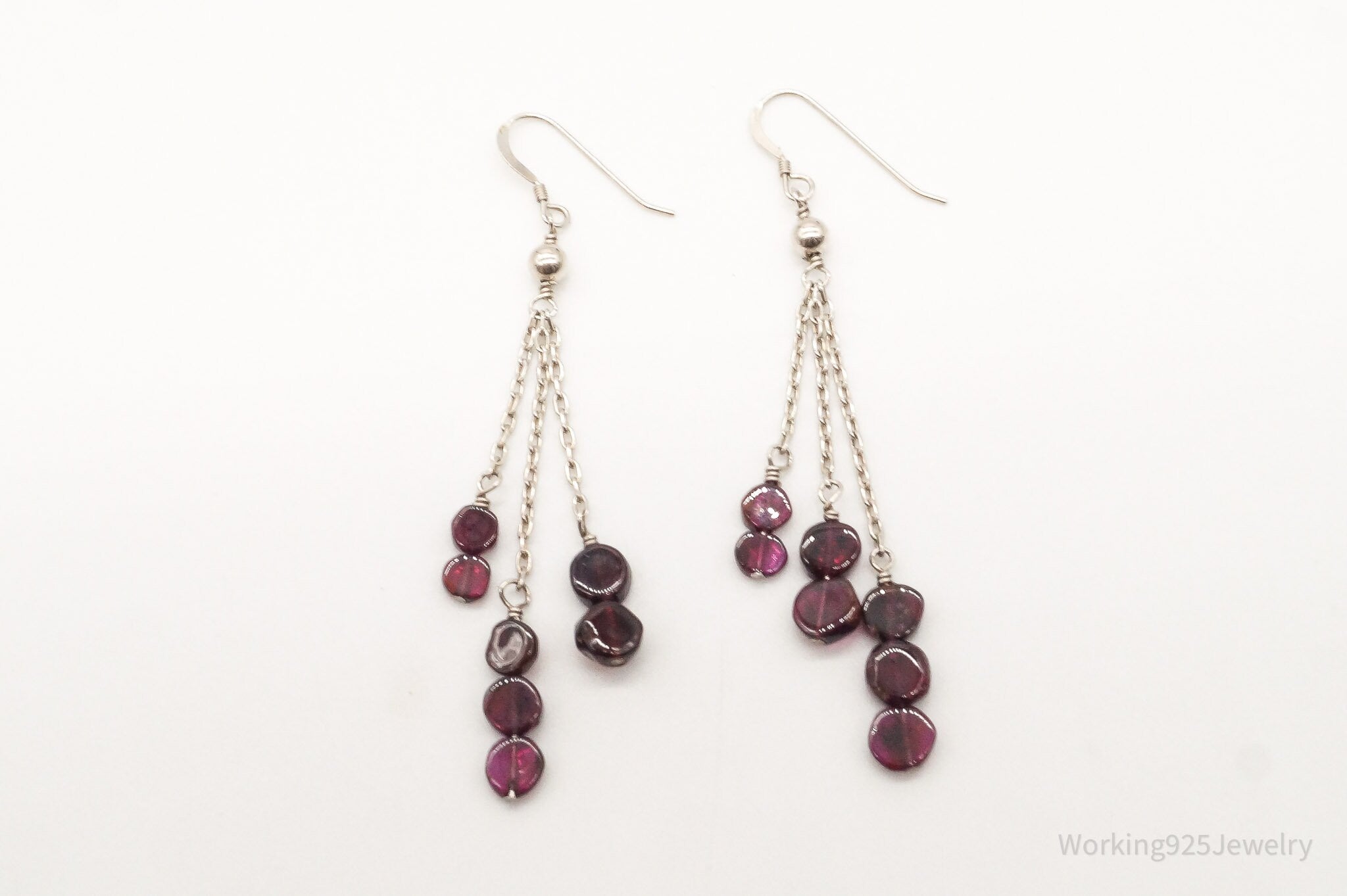 Vintage Rhodolite Garnet Sterling Silver Earrings