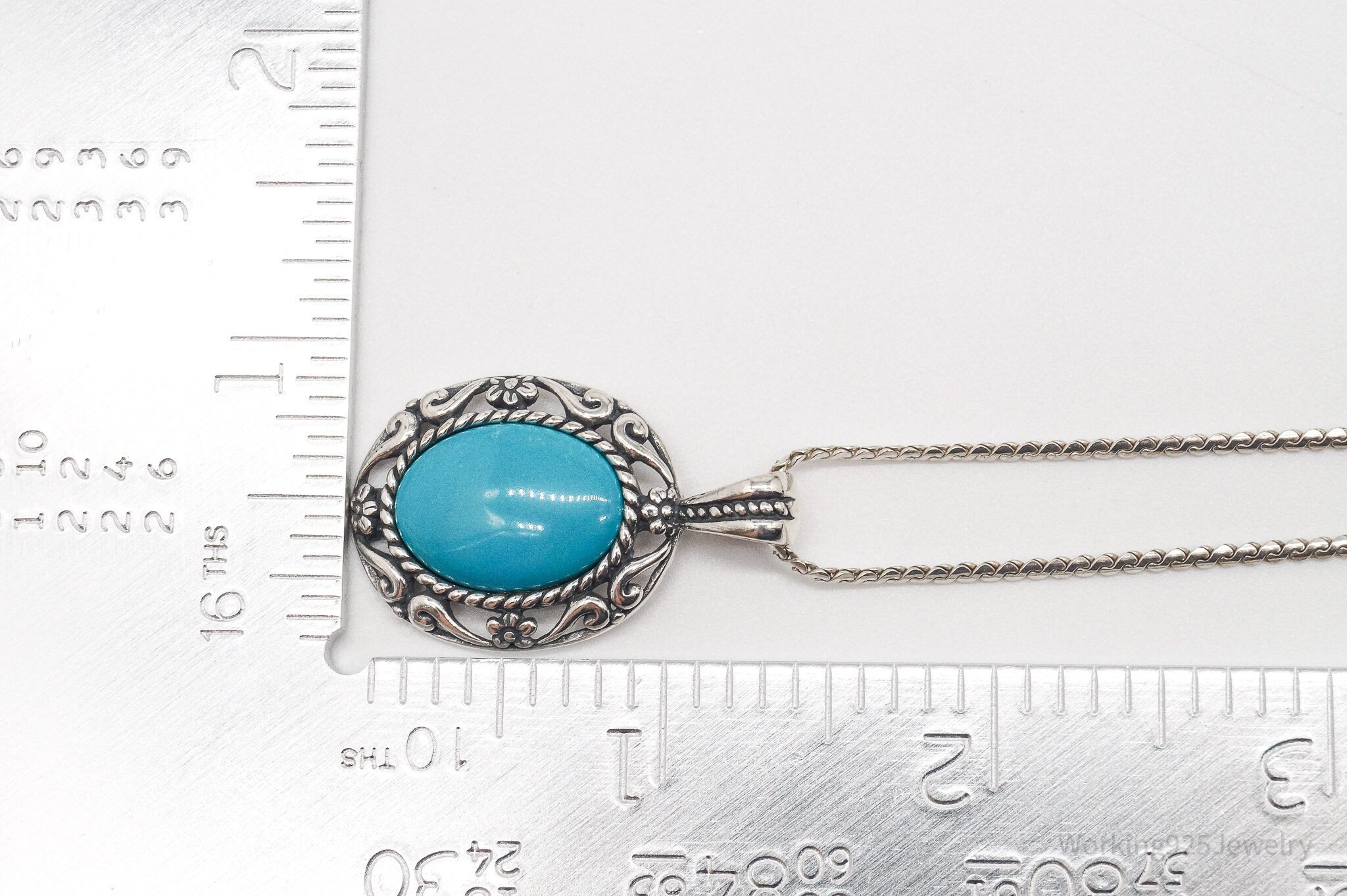 Vintage Carolyn Pollack Relios Turquoise Pendant Sterling Silver Necklace 29"