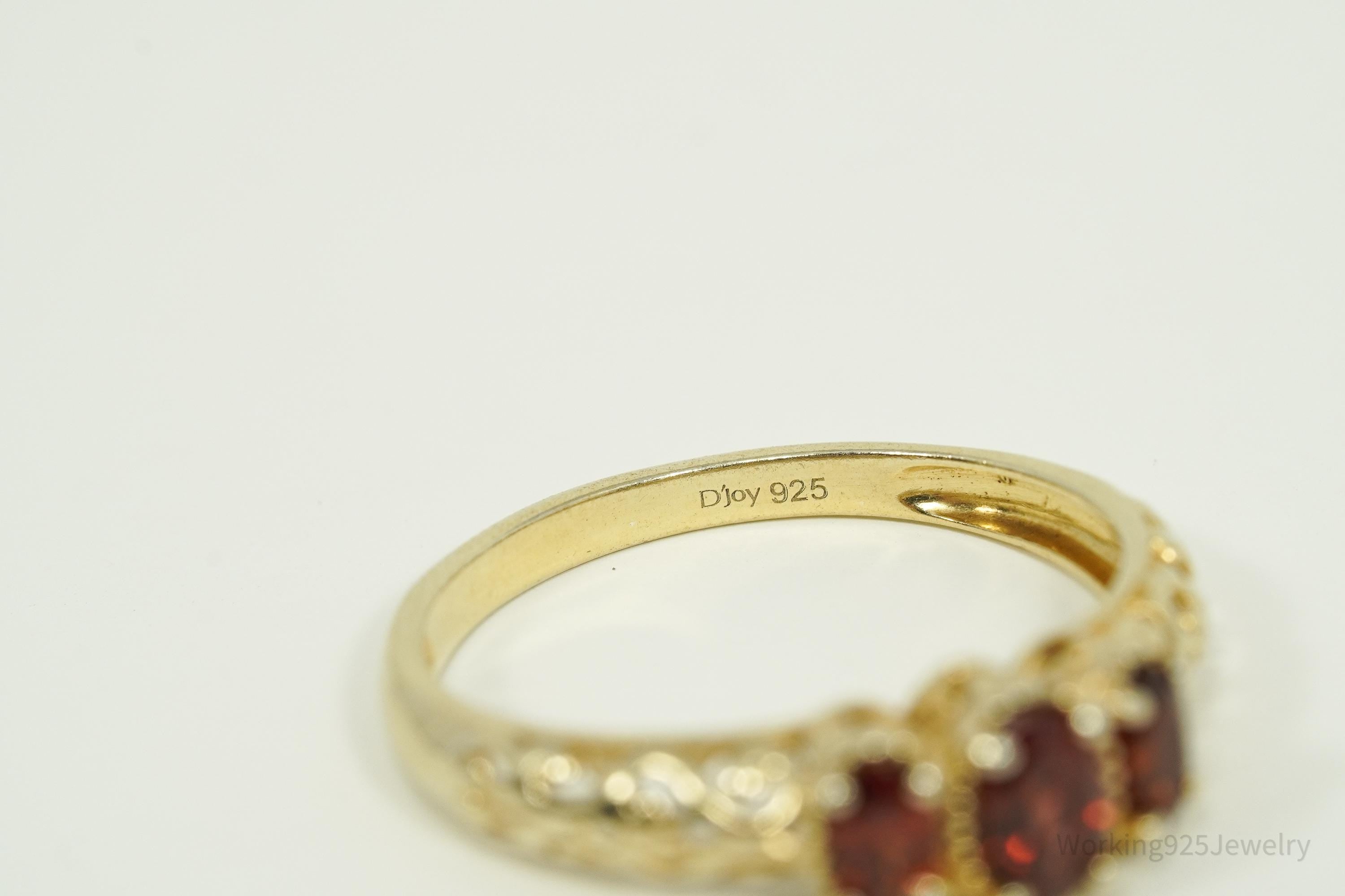 Vintage Garnet Gold Vermeil Sterling Silver Ring - Size 10.25