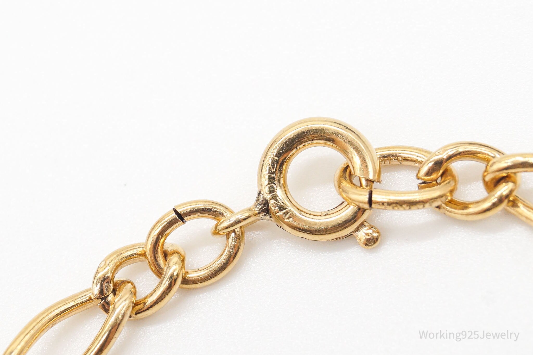 Vintage 1/20 12K Gold Filled Figaro Chain Bracelet