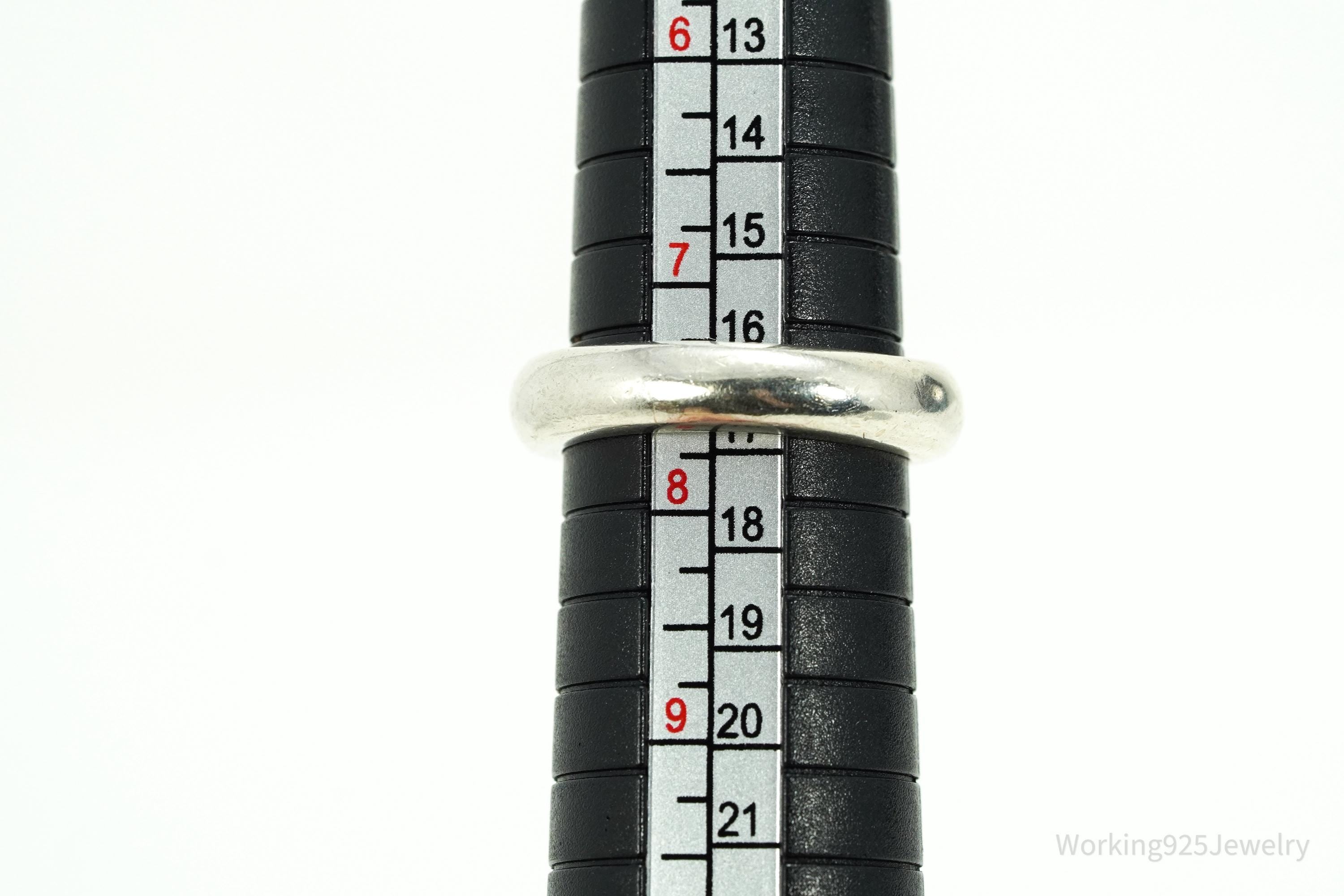 Vintage Emerald Sterling Silver Ring - Size 7.5