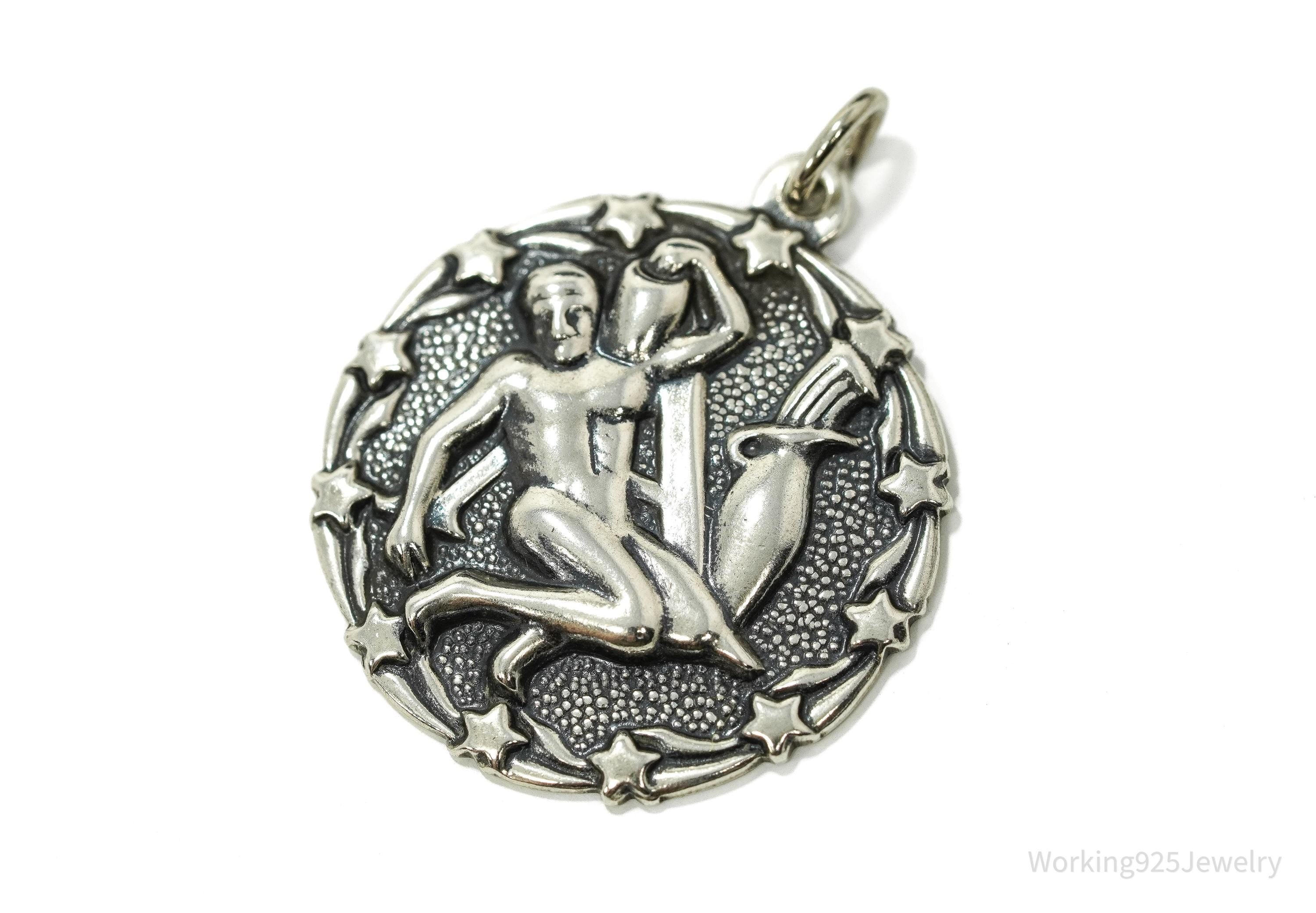 Vintage Bell Trading Aquarius Sign Sterling Silver Pendant