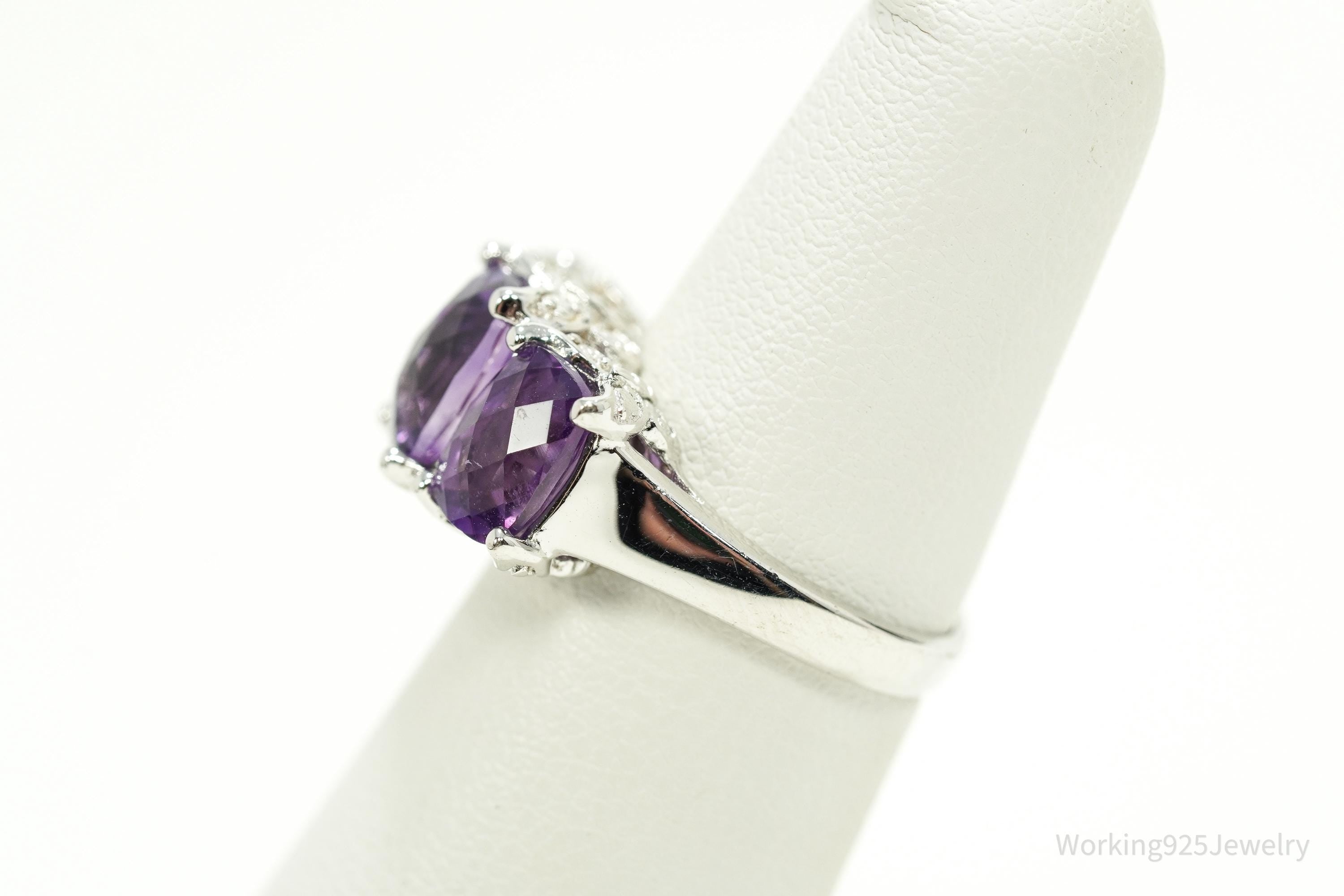Designer BBJ Purple Amethyst Sterling Silver Ring - Size 5