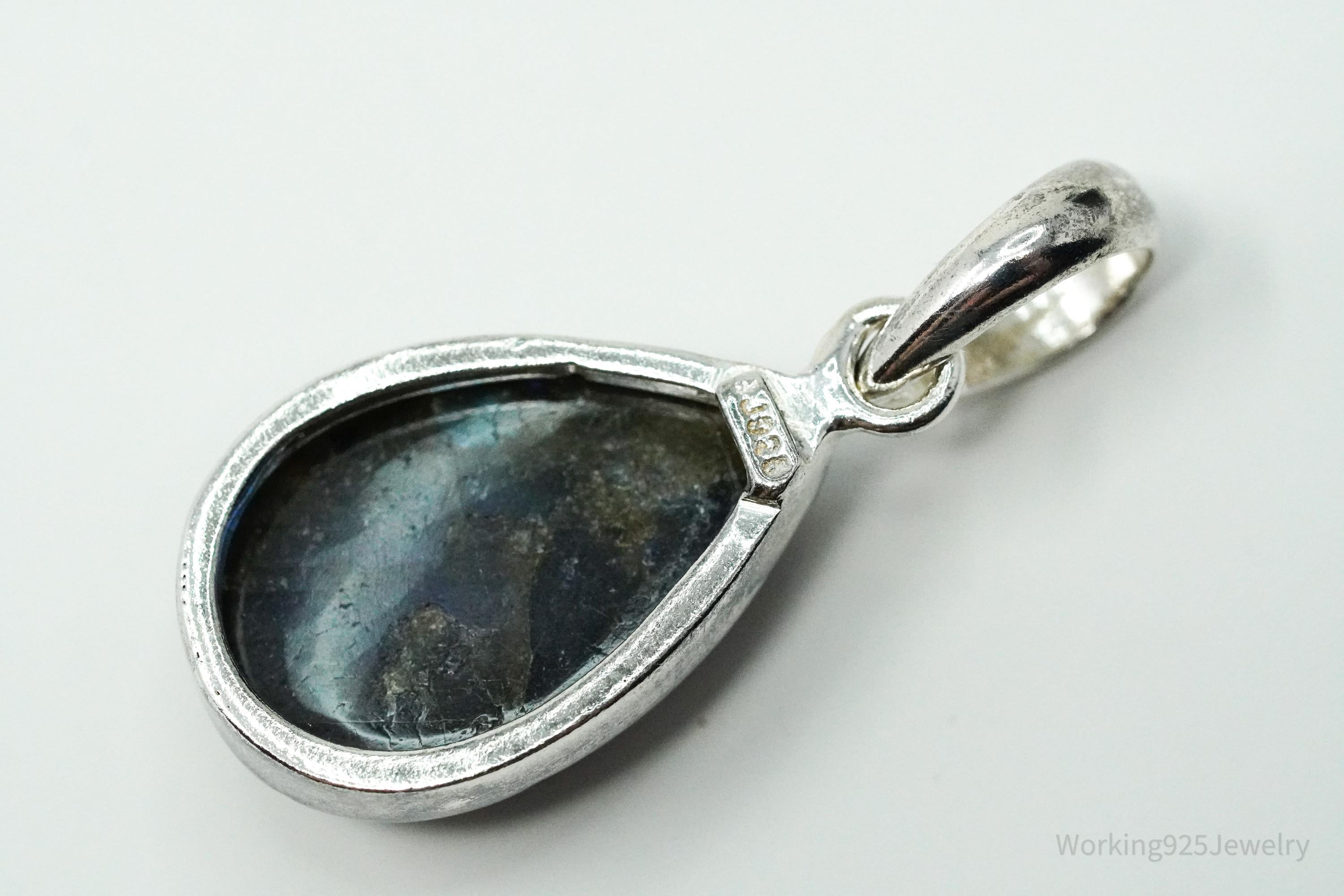 Vintage Labradorite Sterling Silver Necklace Pendant
