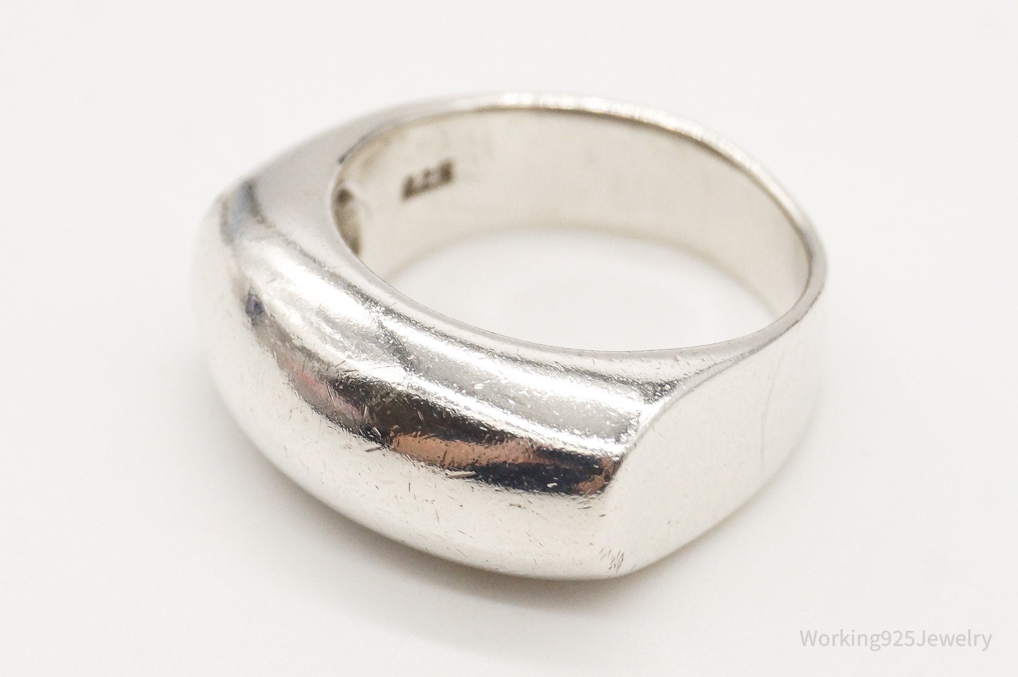 Vintage Tall Modernist Sterling Silver Ring - Size 6.75