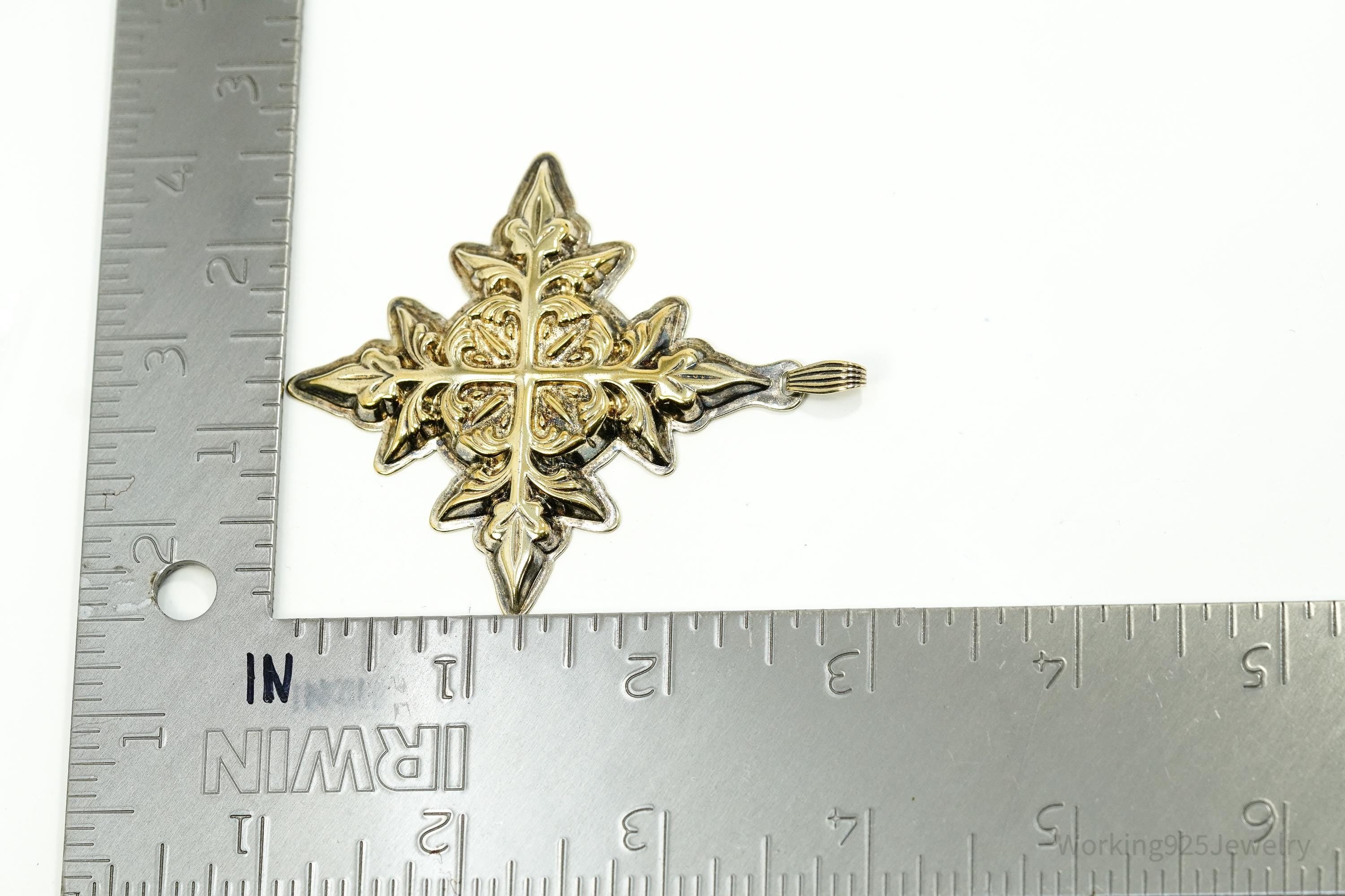 Vintage Large 1982 Reed & Barton Christmas Cross Sterling Silver Tree Ornament