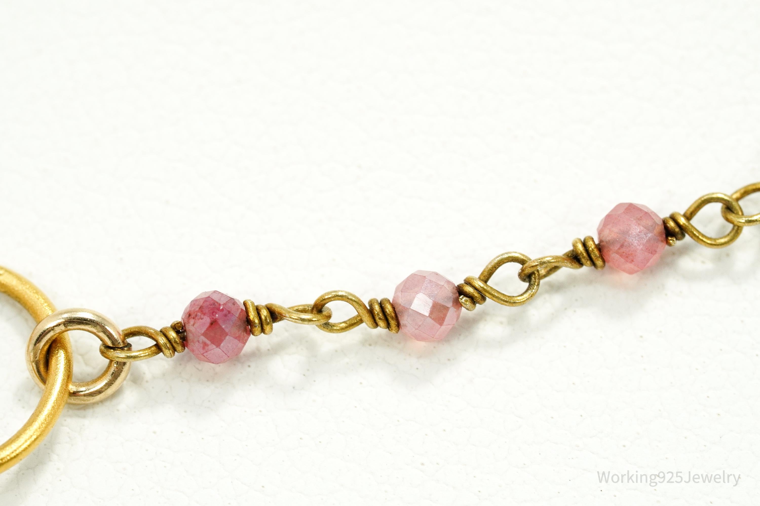 Vintage Pink Tourmaline 14K Yellow Gold Filled Necklace 19"