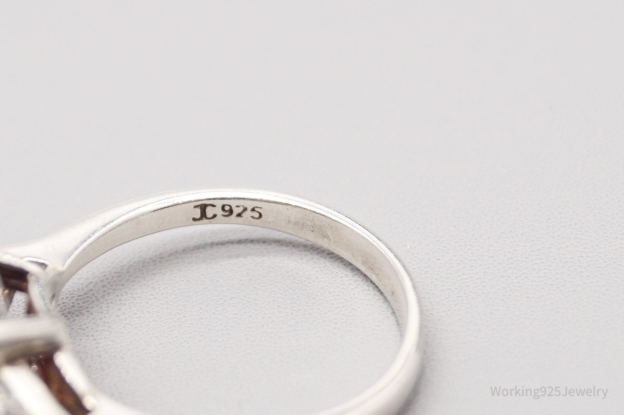 Vintage Garnet Cubic Zirconia Sterling Silver Ring - Size 8