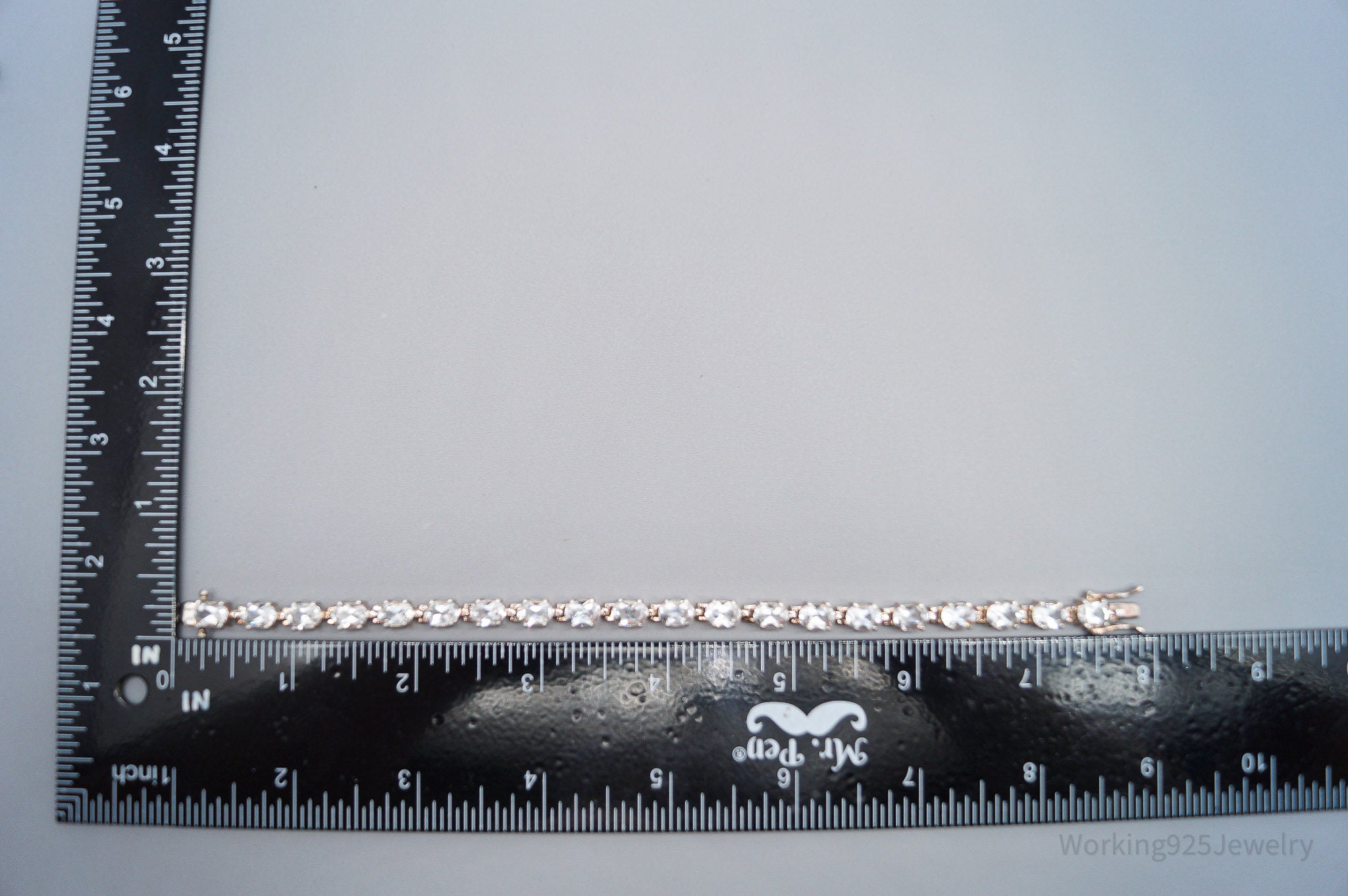 Vintage Large White Topaz Sterling Silver Bracelet - 7 7/8"