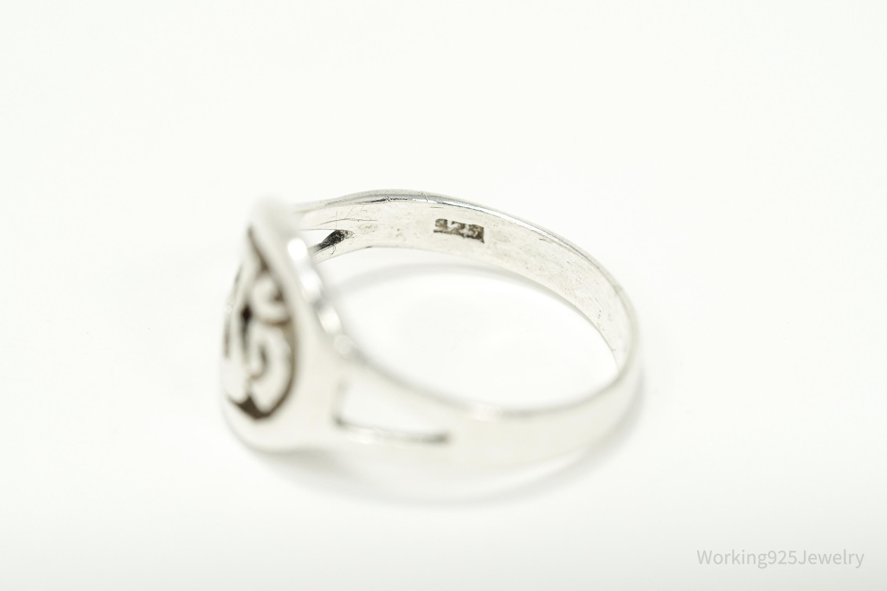 Vintage Om Symbol Sterling Silver Ring - Size 7.25