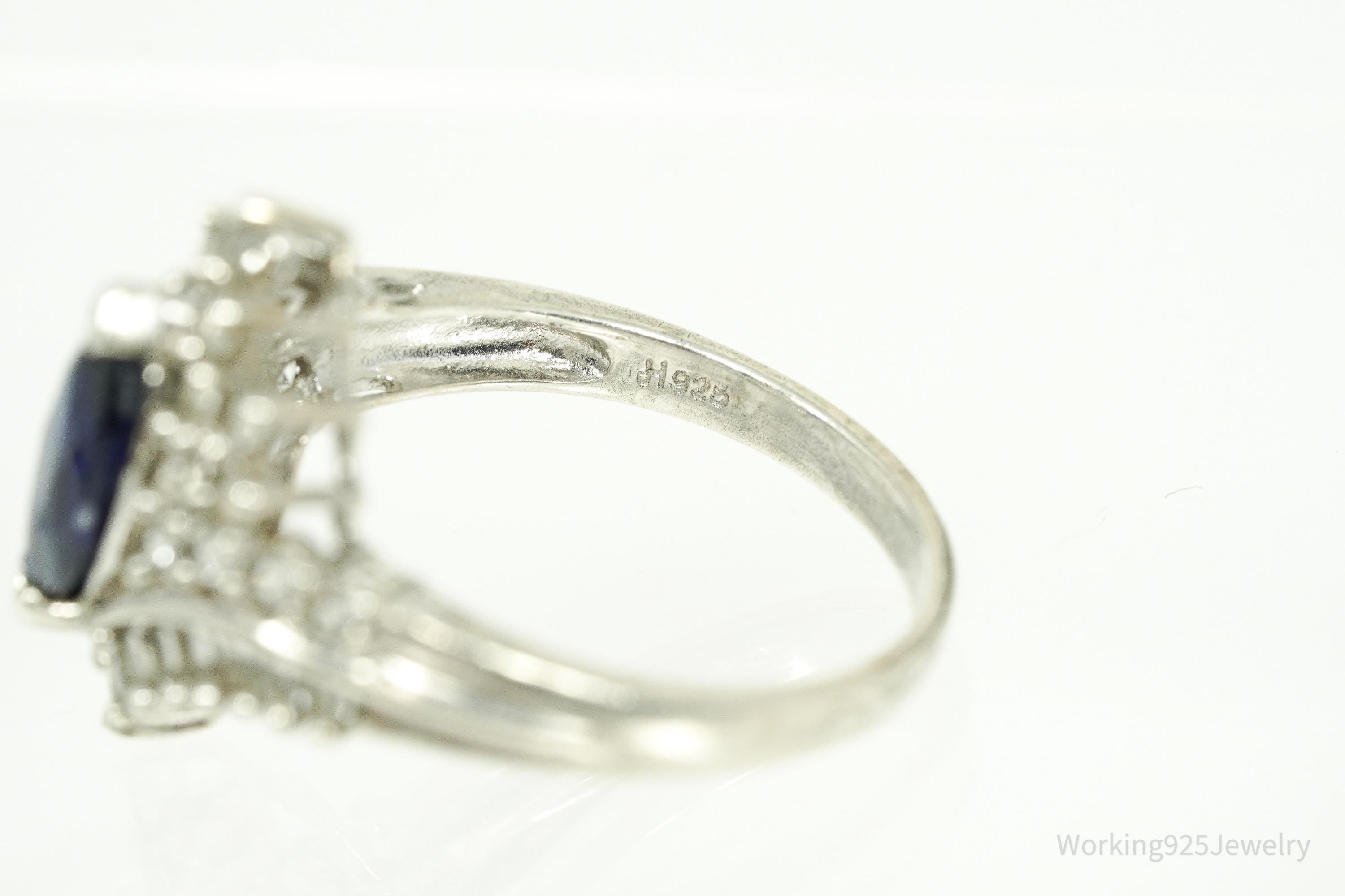 Vintage Hamilton Jewelers Blue & White Sapphire Sterling Silver Ring - Size 7