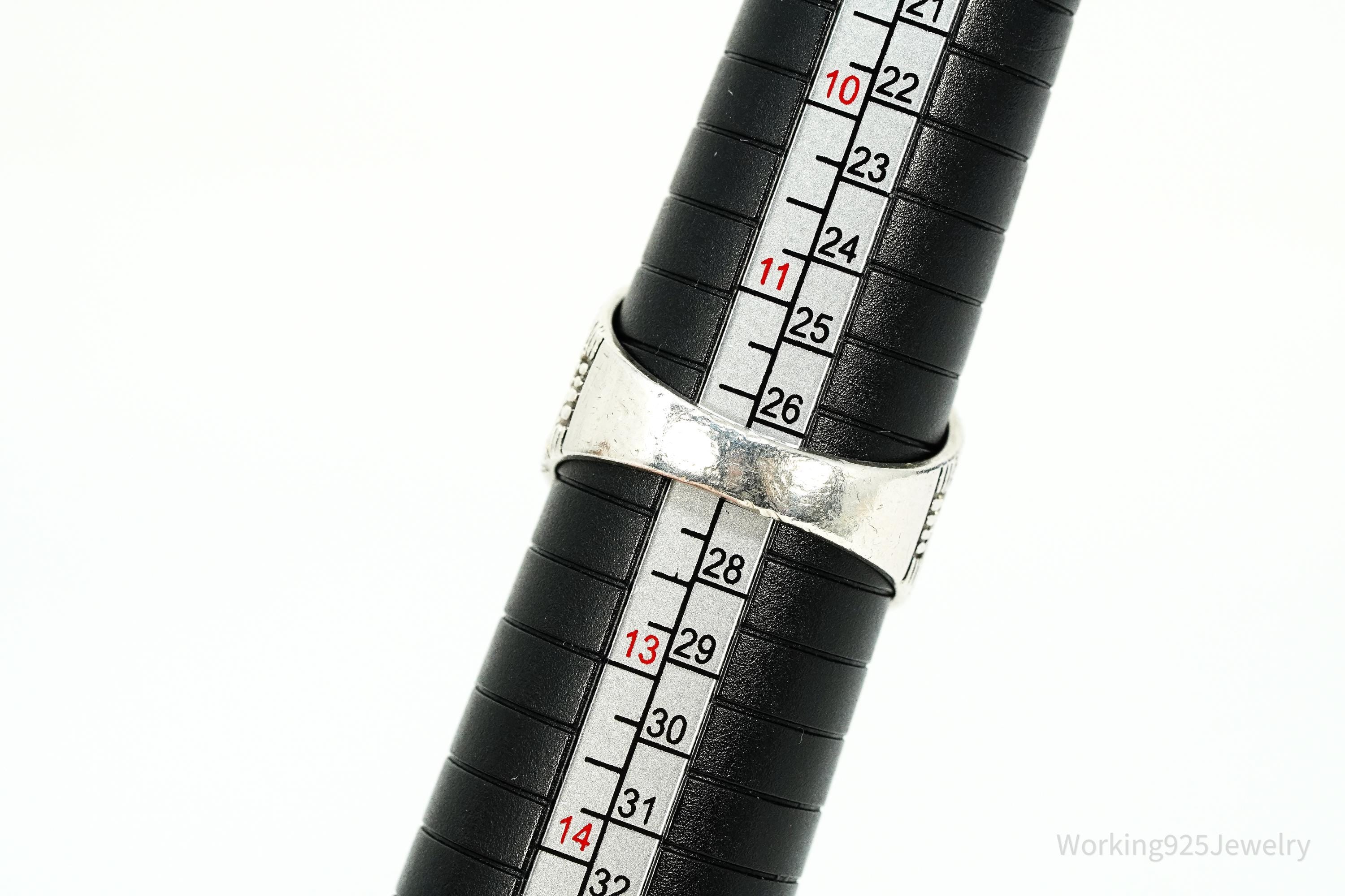 Vintage Native American Multi Gemstone Inlay Sterling Silver Ring - Size 12