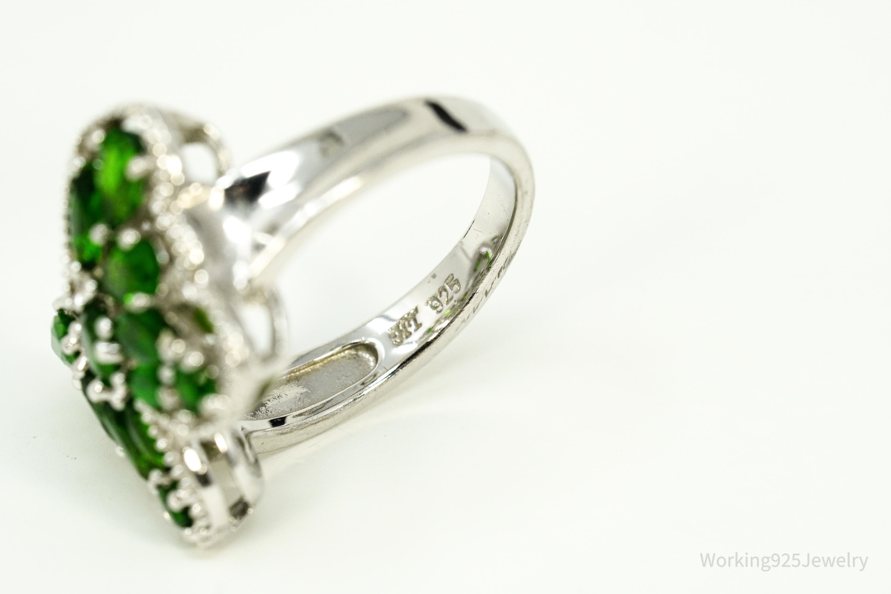 Green Chrome Diopside Butterfly Sterling Silver Ring - Size 7