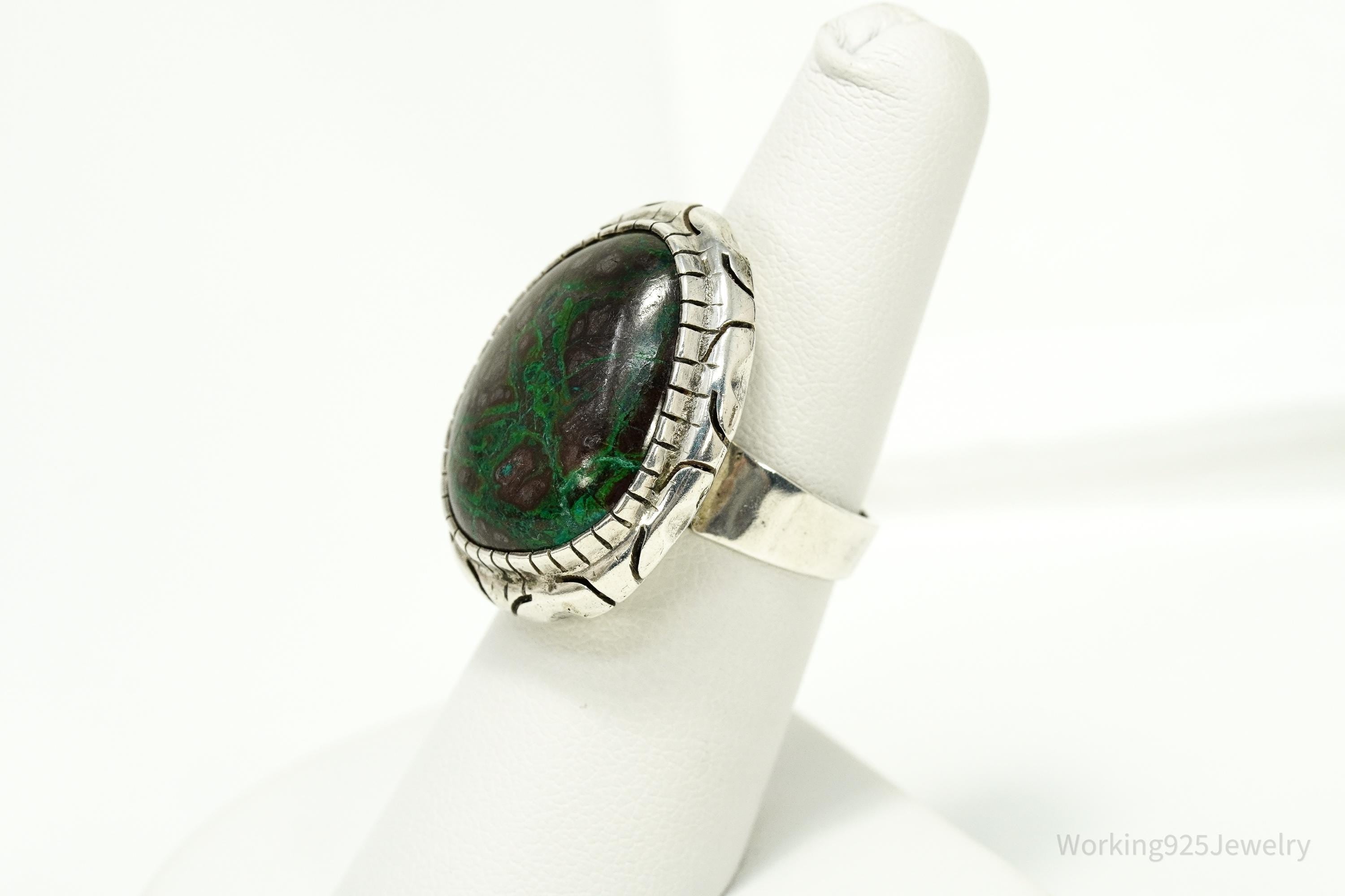 Vintage Large Jasper Sterling Silver Ring - Size 6.5