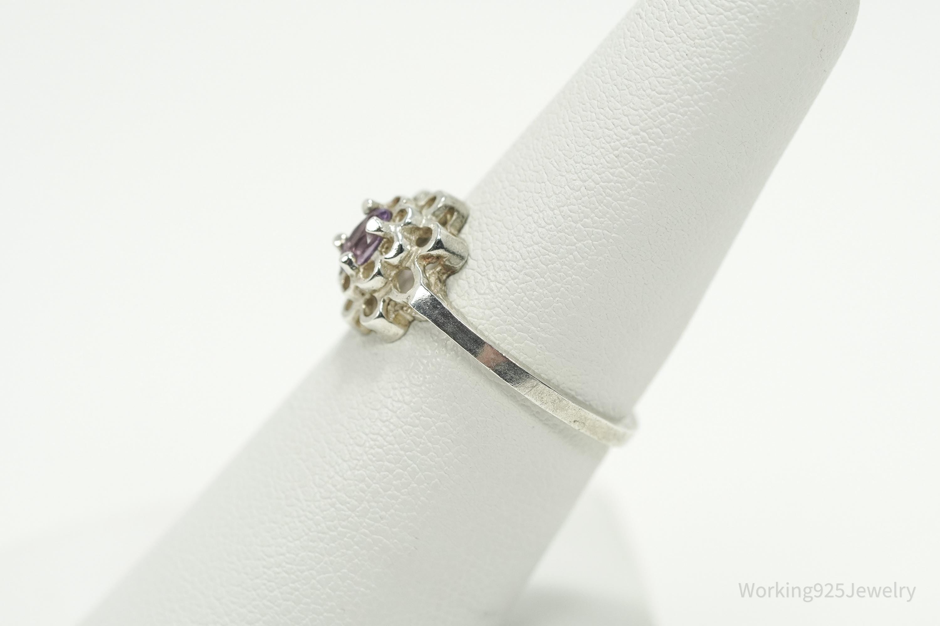 Vintage Amethyst Sterling Silver Ring - Size 6.75