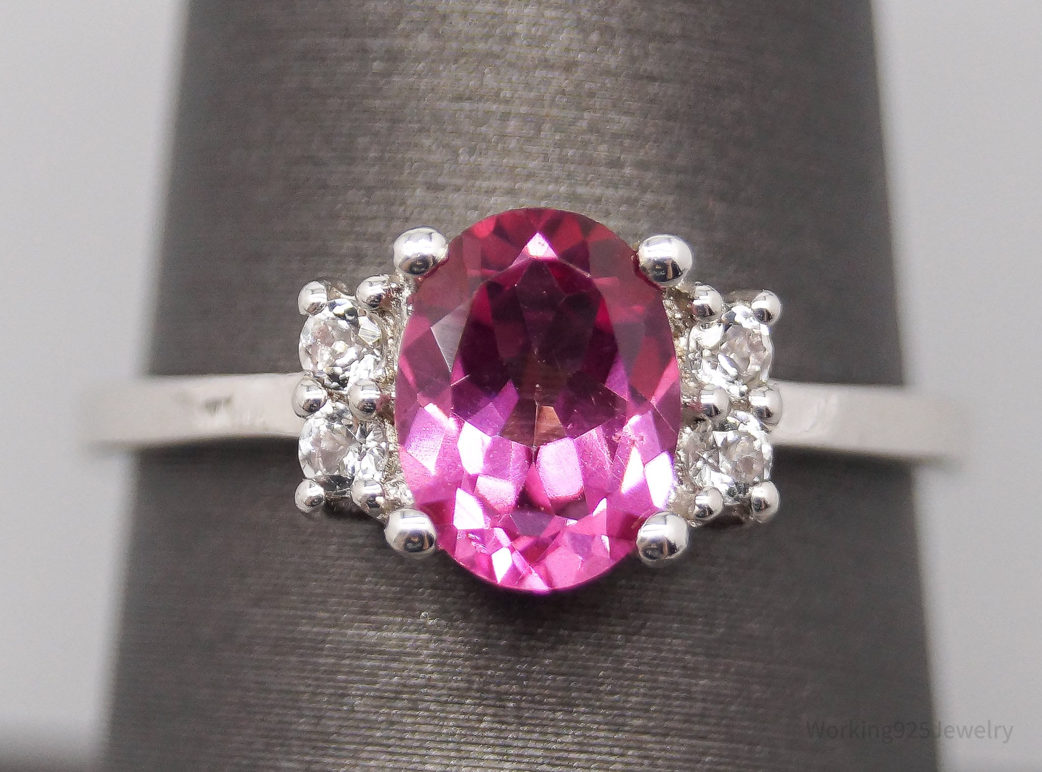 JTV TGGC Pink & White Topaz Sterling Silver Ring - Size 7.75