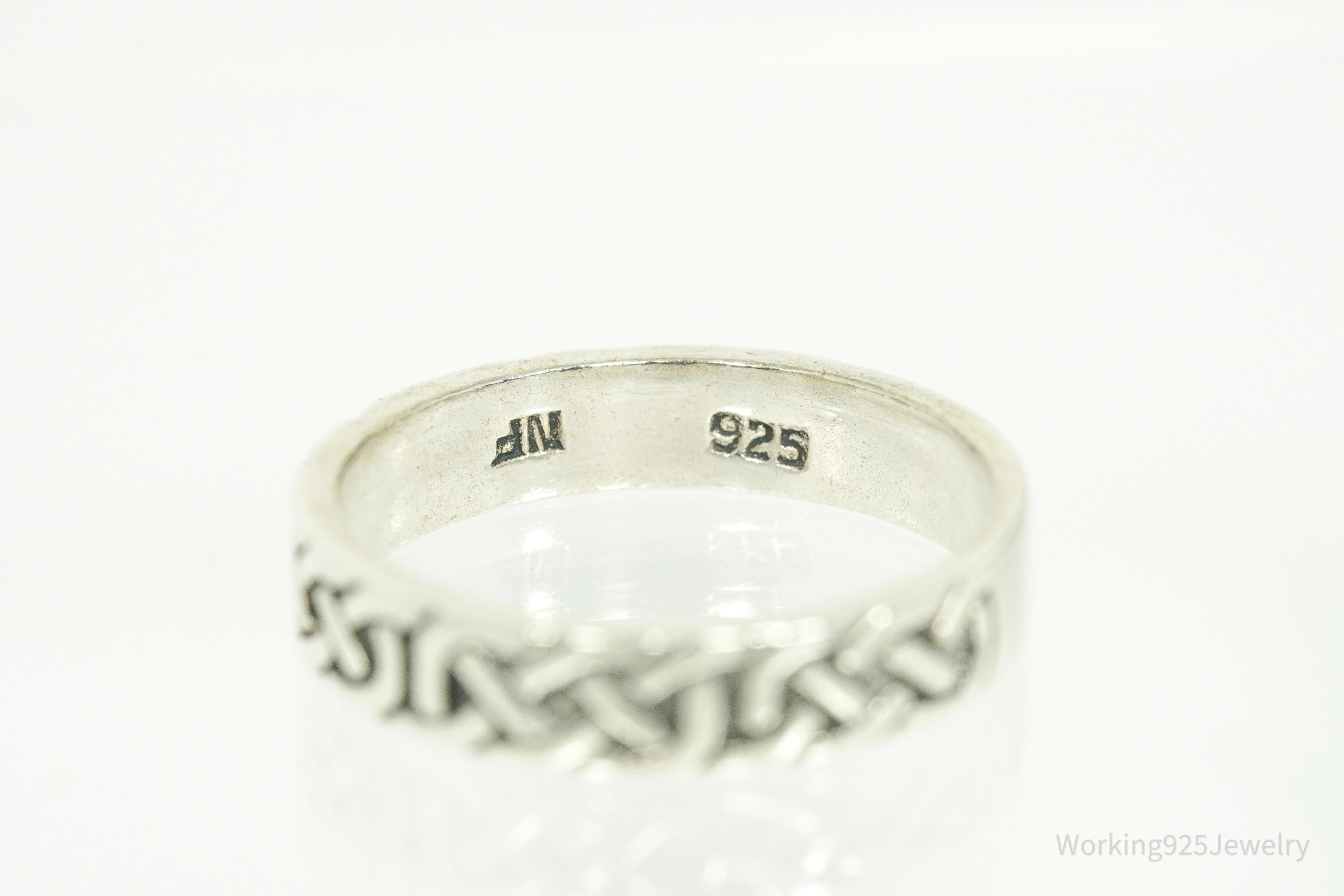 Vintage Celtic Knot Design Sterling Silver Band Ring - Size 8