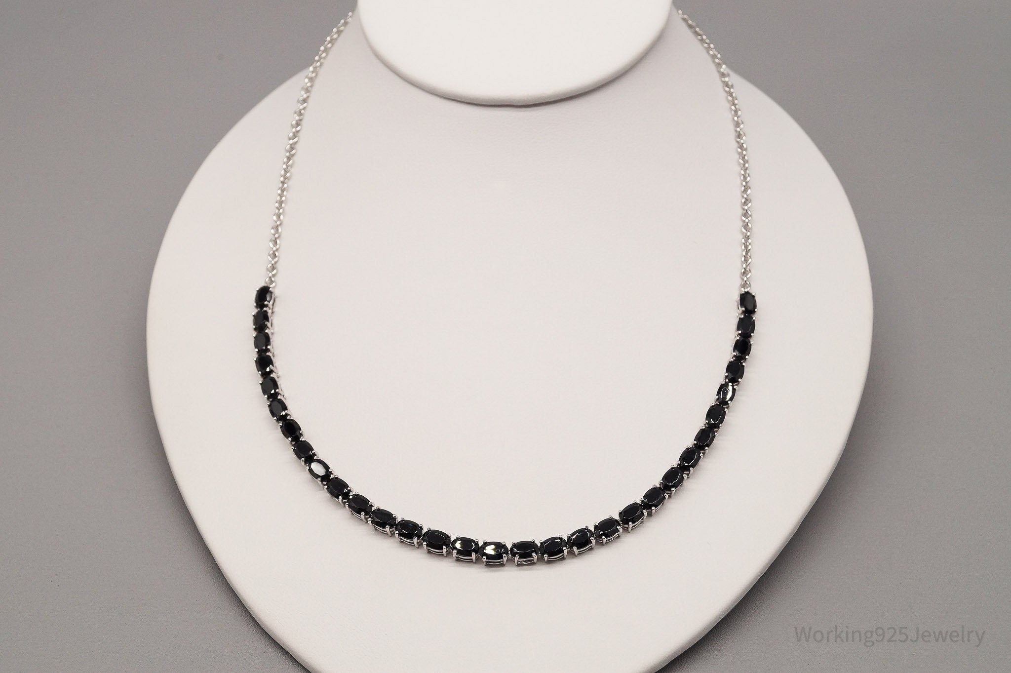 JTV Designer TGGC Black Spinel Sterling Silver Necklace 18"