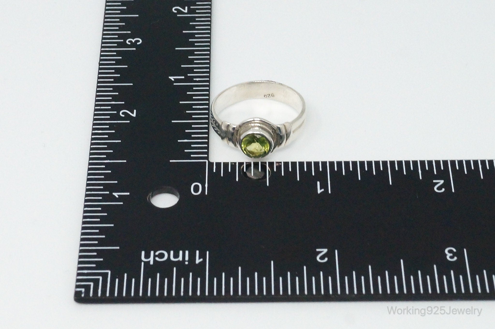 Vintage Peridot Sterling Silver Ring - Size 8.75