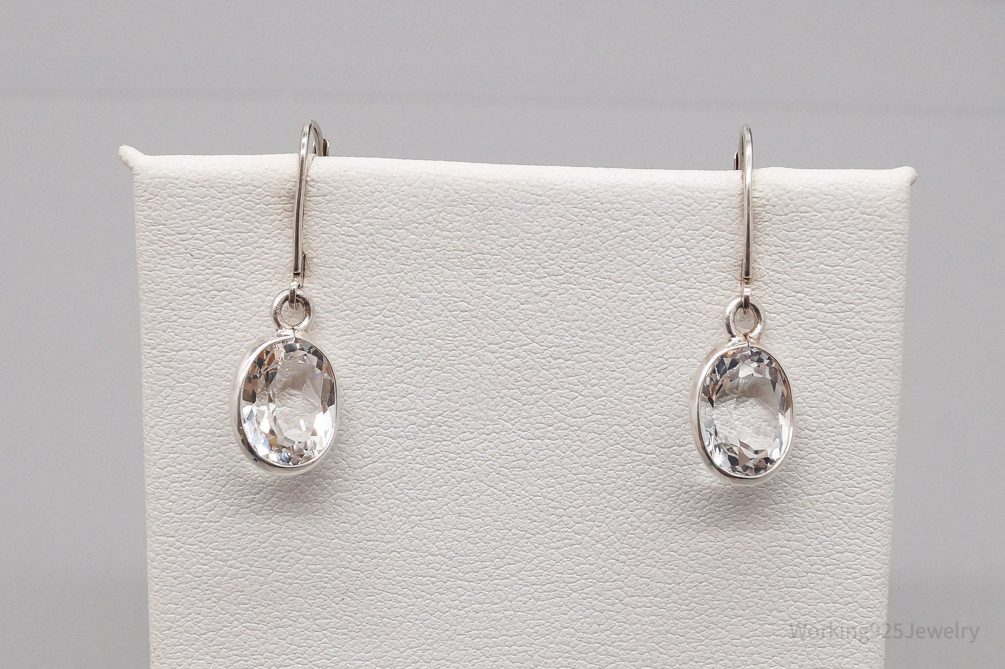 Vintage White Topaz Sterling Silver Earrings