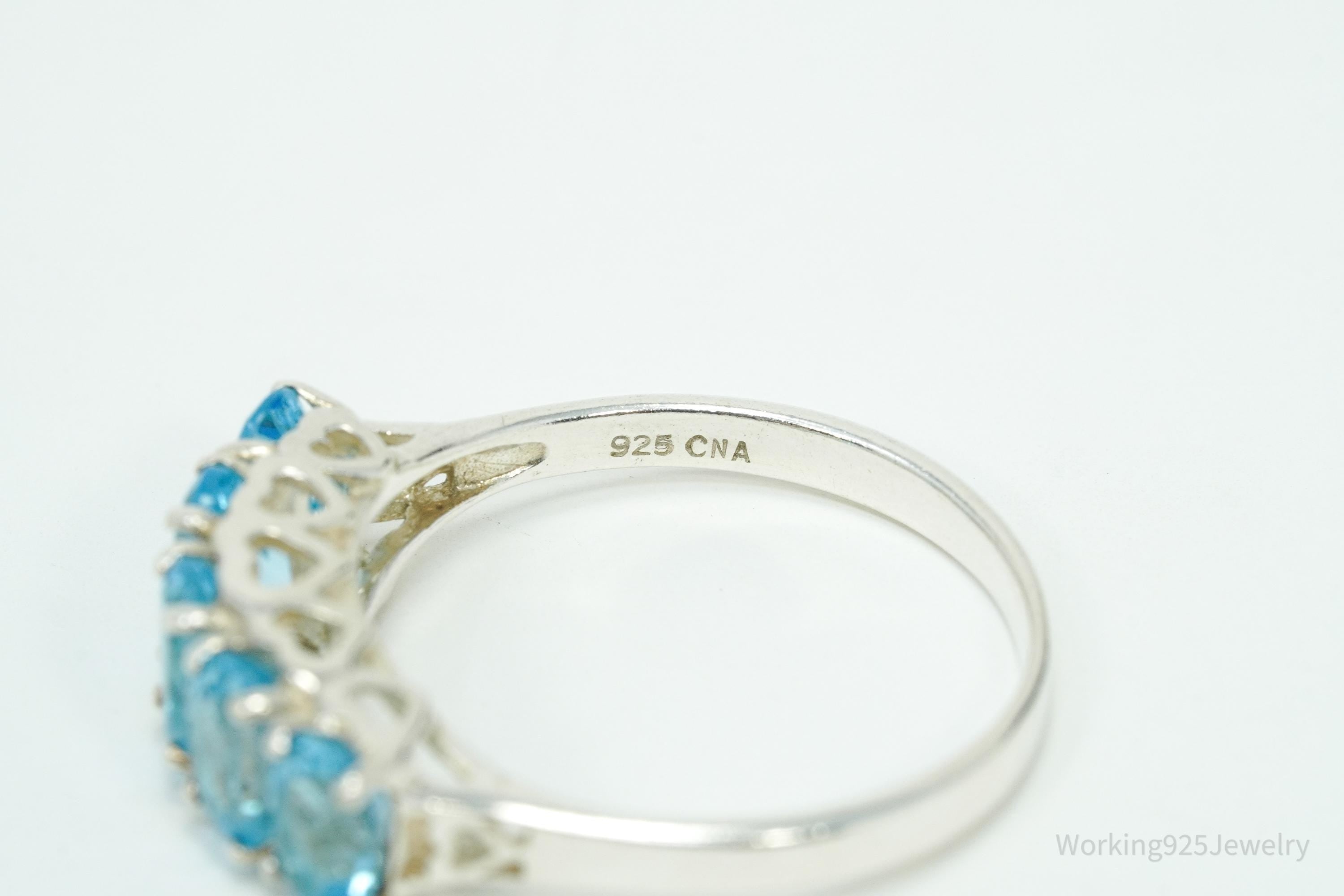 Vintage CNA Blue Topaz Sterling Silver Ring - Size 8.75