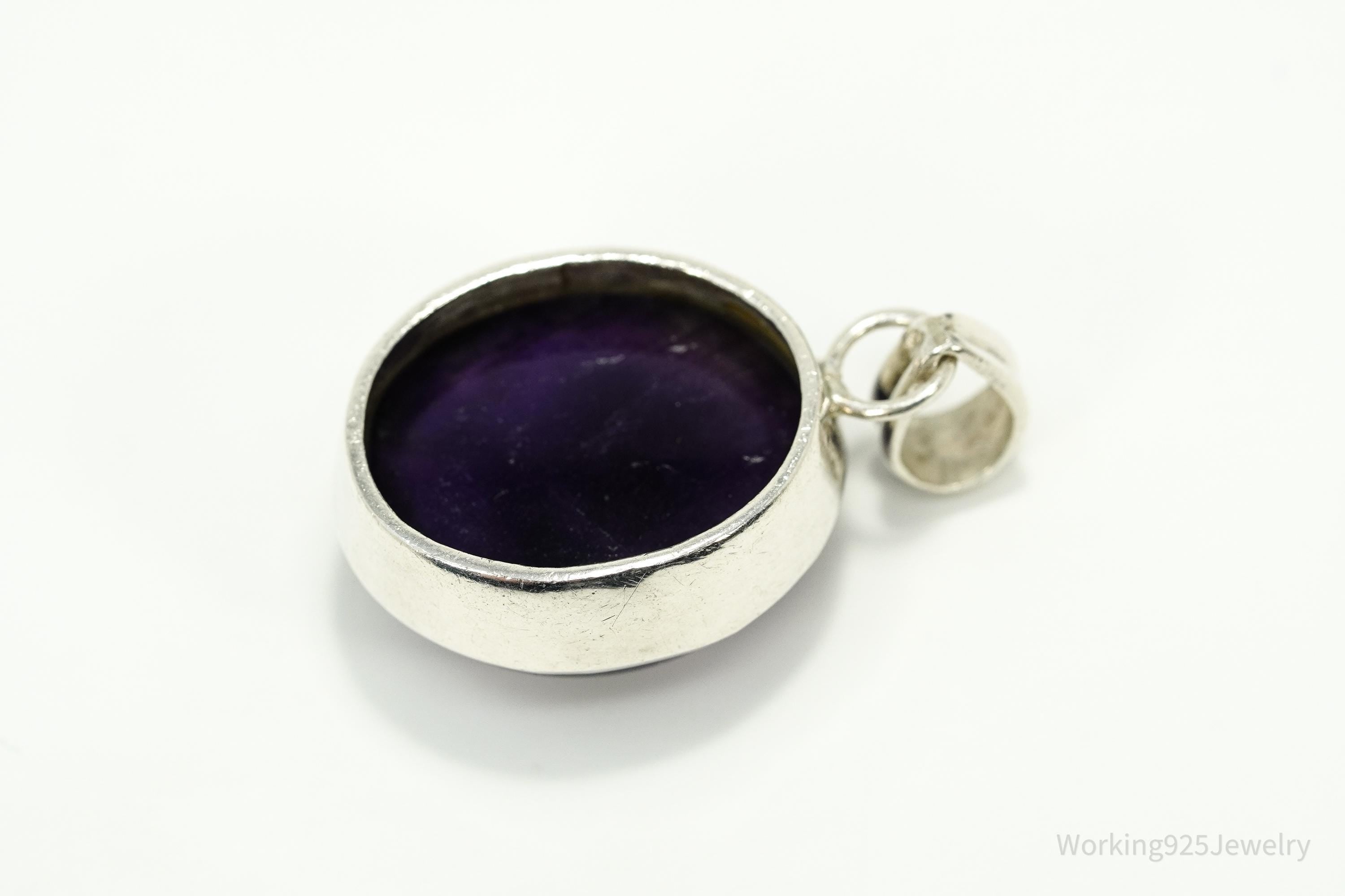 Vintage Large Amethyst Sterling Silver Pendant
