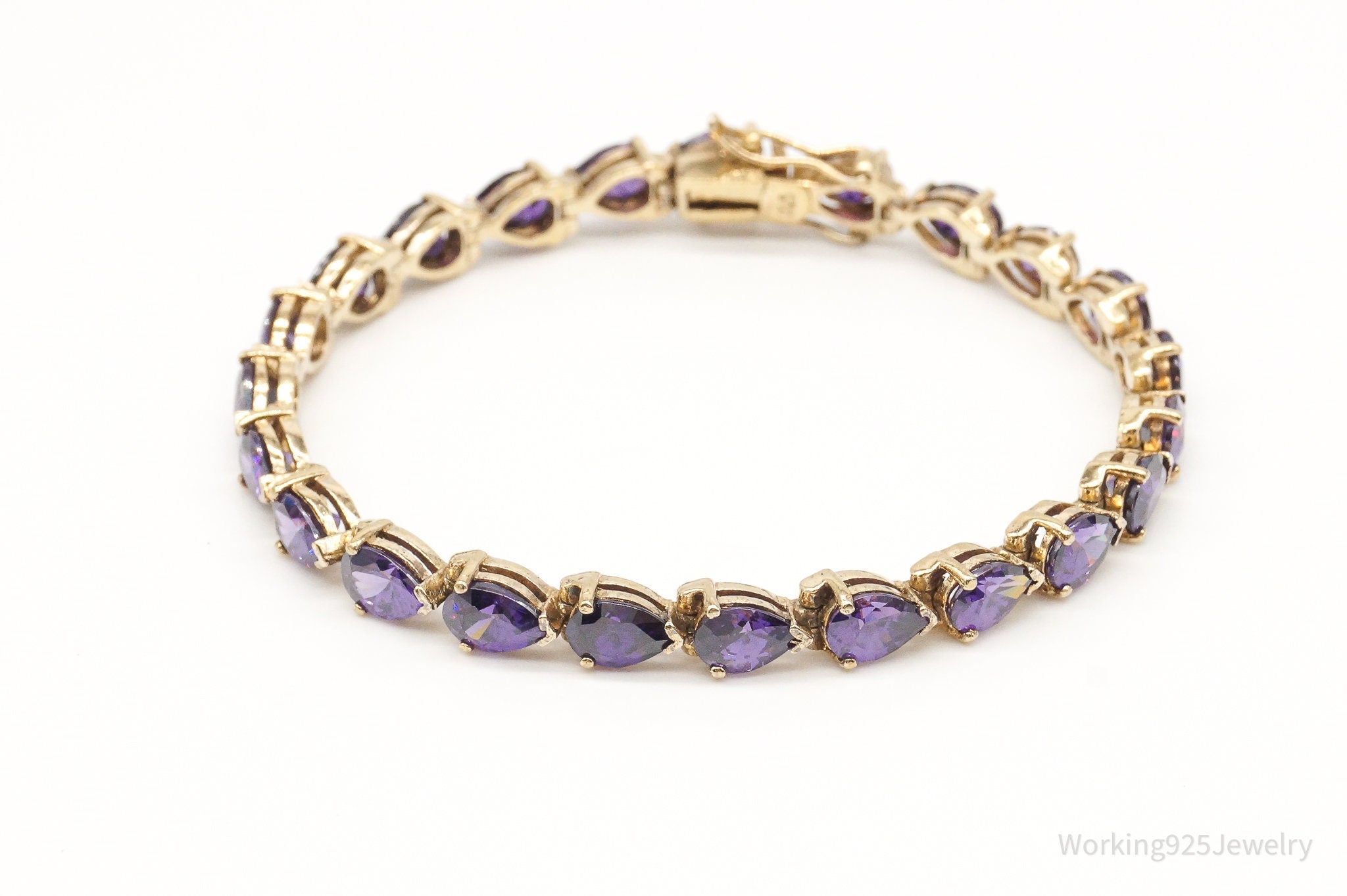 Vintage Purple Cubic Zirconia Gold Vermeil Sterling Silver Bracelet