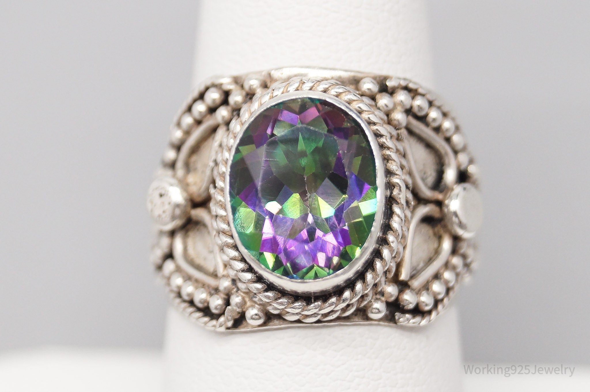 Vintage Mystic Topaz Sterling Silver Ring - Size 7.75