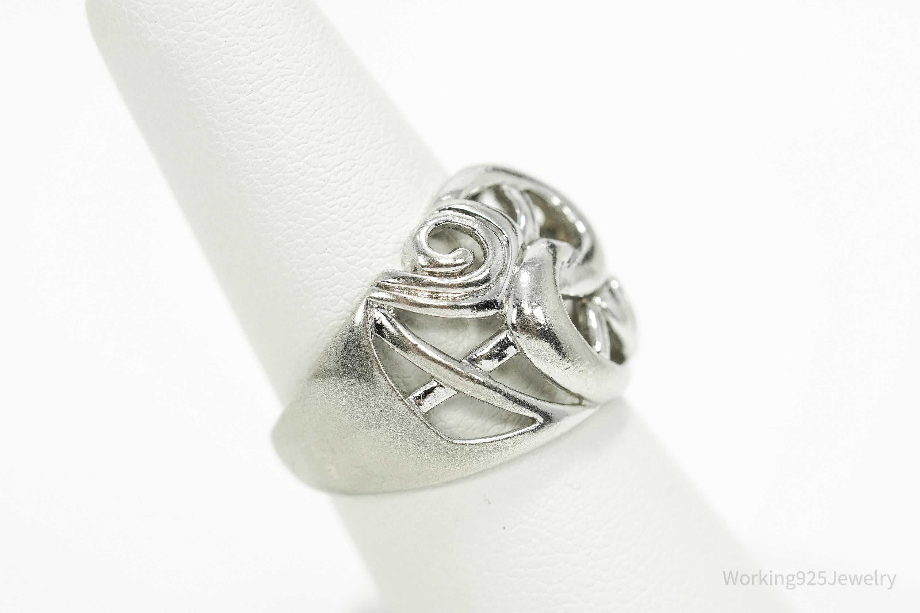 Vintage Ross Simons Art Deco Style Sterling Silver Band Ring - Size 7