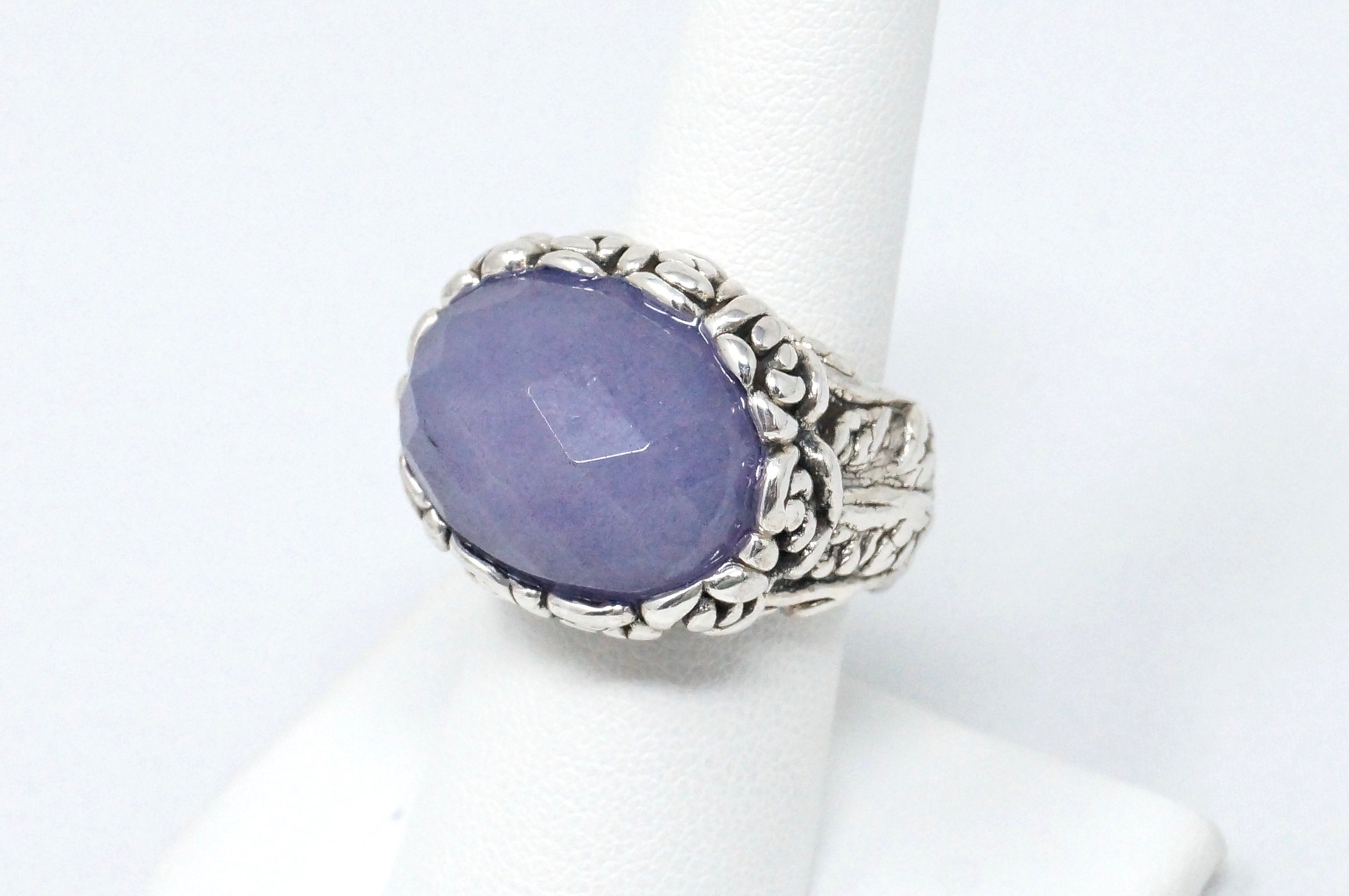 Vintage Large Purple Amethyst Statement Ring Sterling Silver Ring - Size 7.25