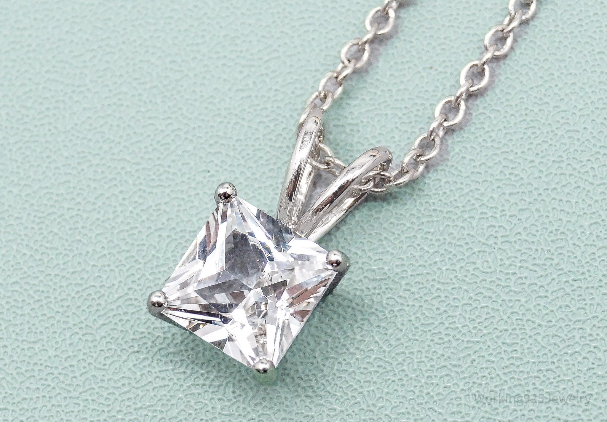 Vintage White Sapphire Sterling Silver Necklace 18"