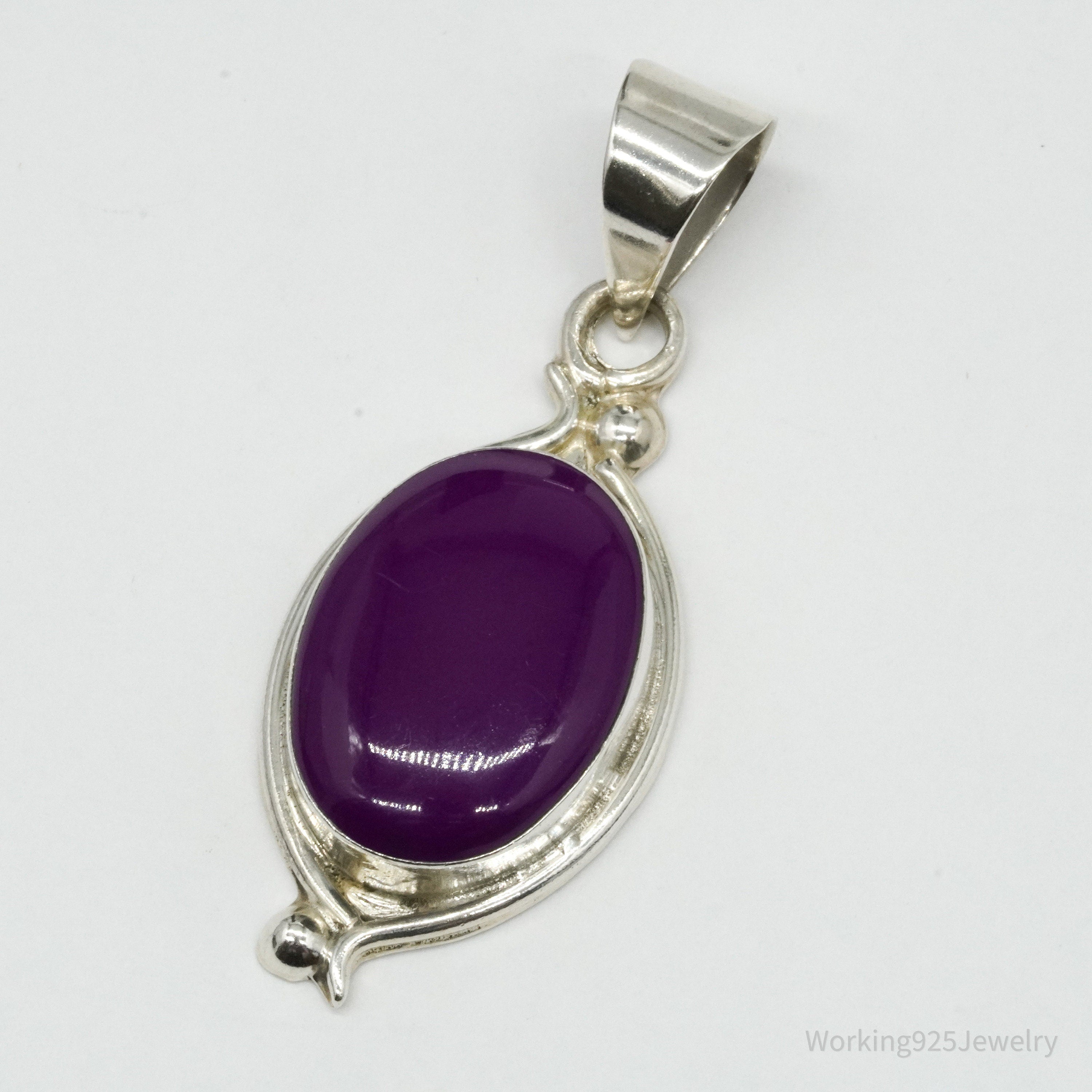 Vintage Large Mexico Modernist Sugilite Sterling Silver Pendant 2 5/16"