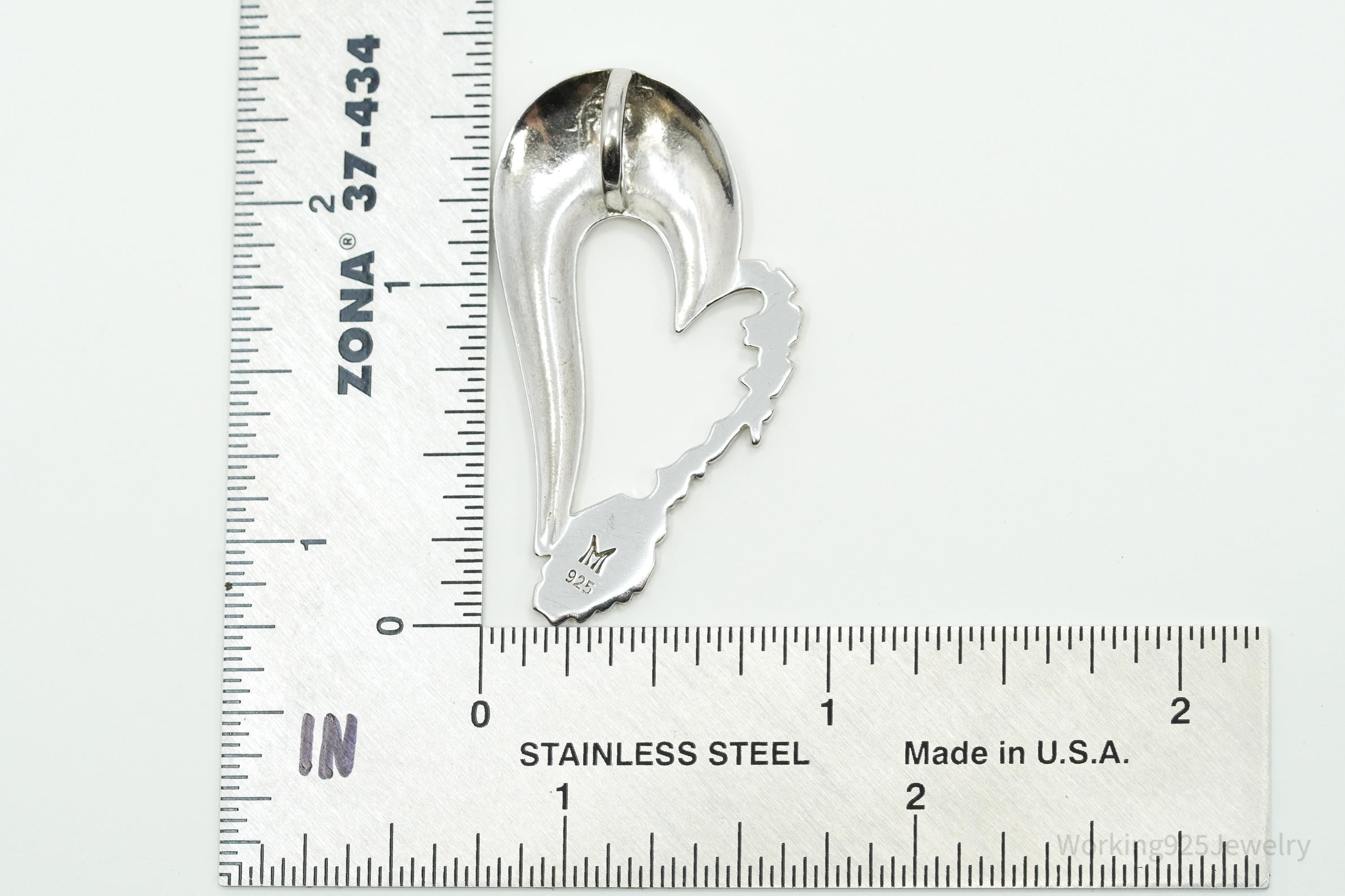 Vintage Heart Sterling Silver Necklace Pendant