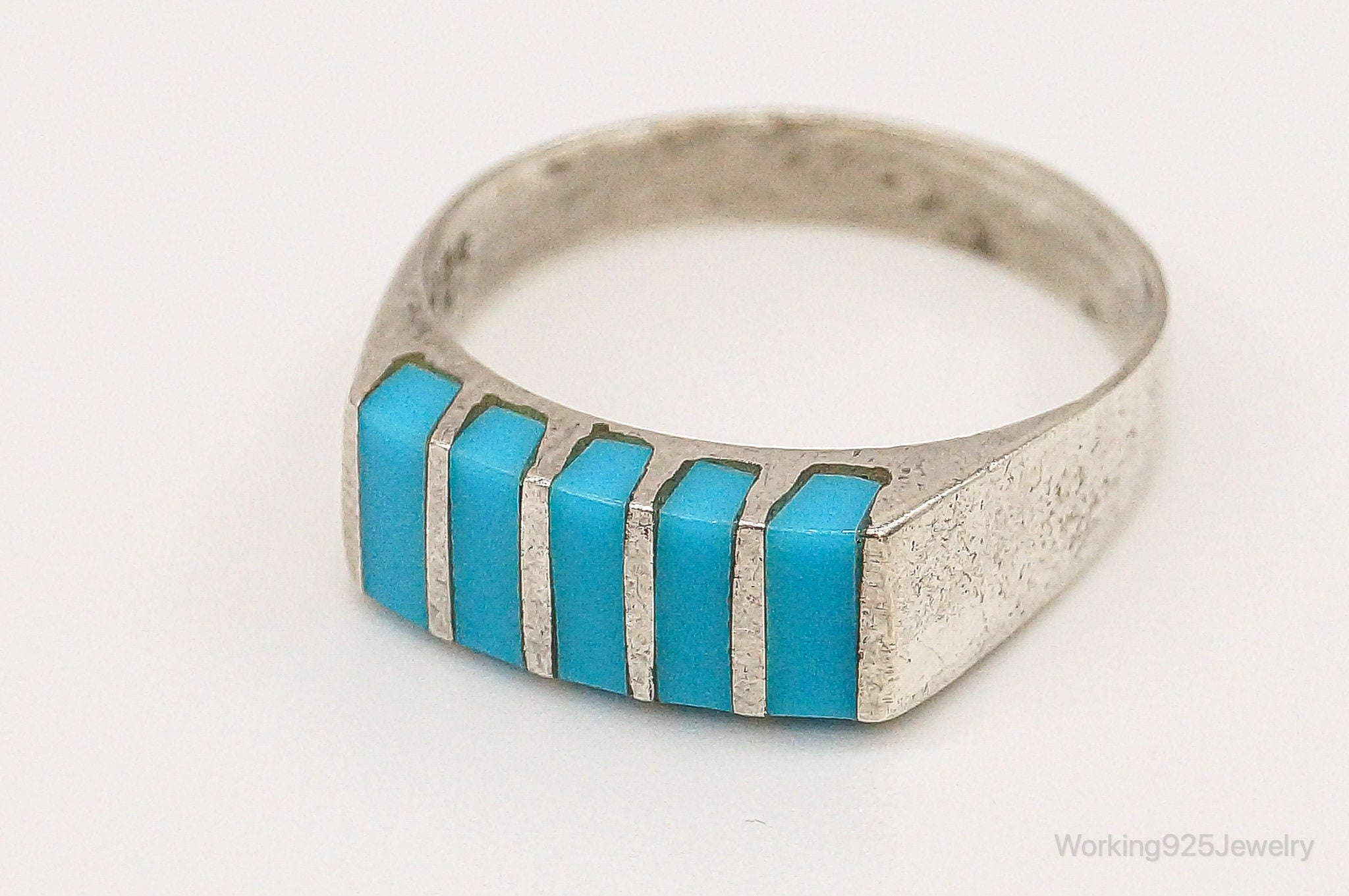 Vintage Mexico Turquoise Sterling Silver Ring - Size 6.5