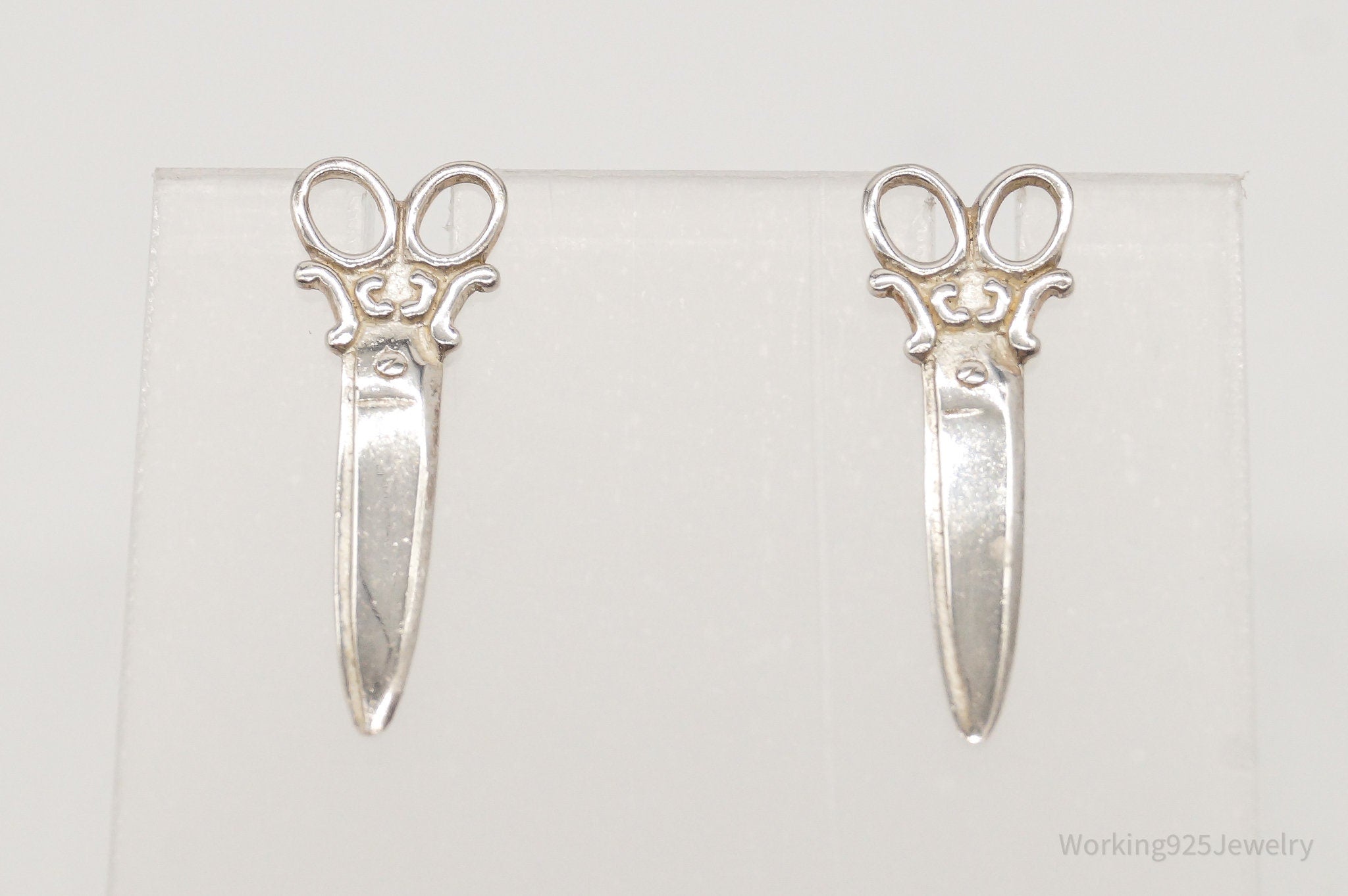 Vintage Scissors Sterling Silver Earrings