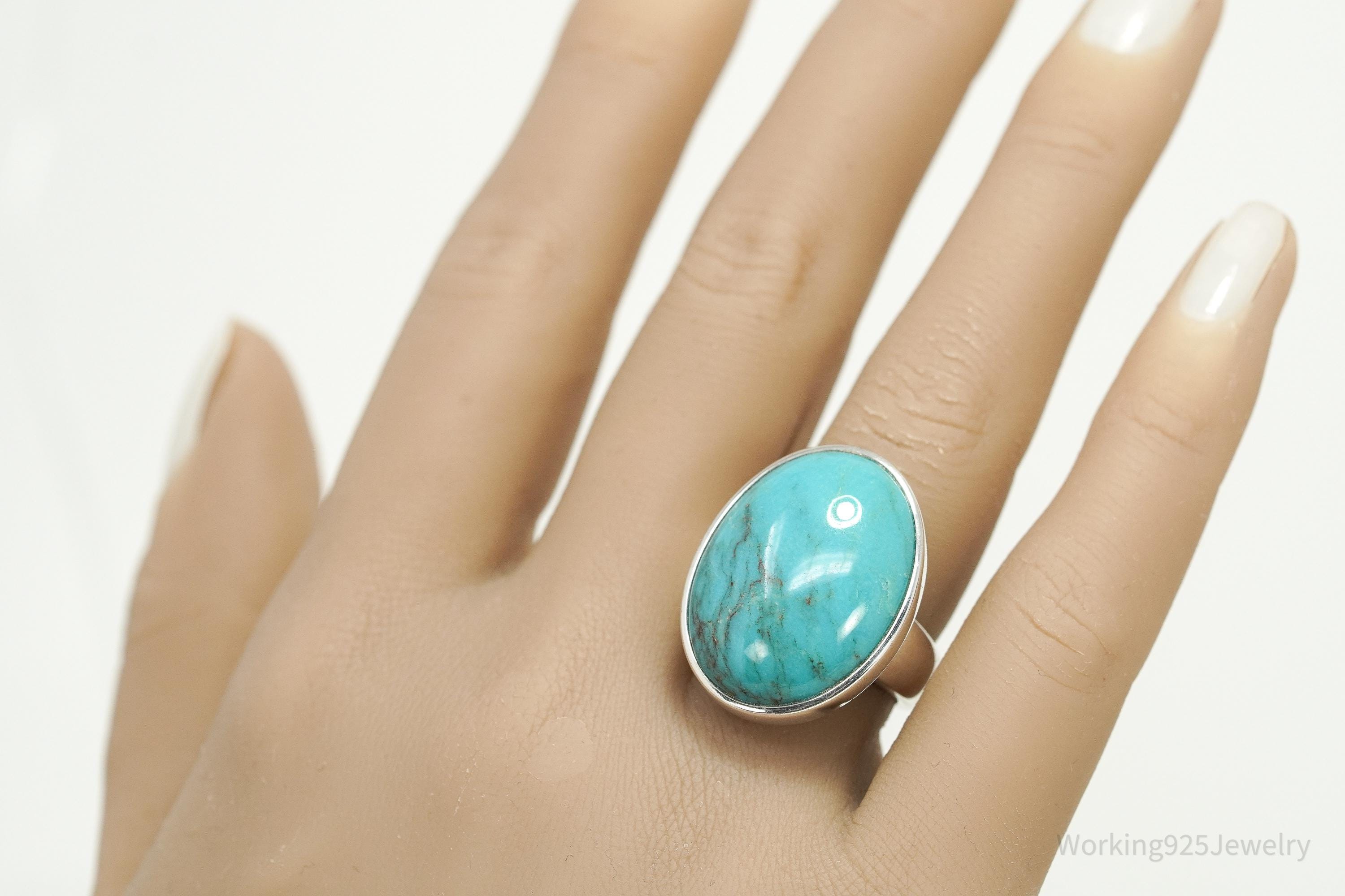 Vintage Whitney Kelly WK Sterling Silver Ring • Large Turquoise Size 6.75