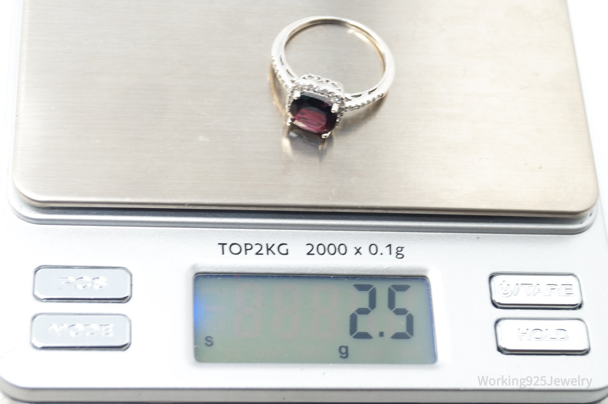 Vtg Designer FAS Garnet CZ Statement Ring Sterling Silver - Size 8