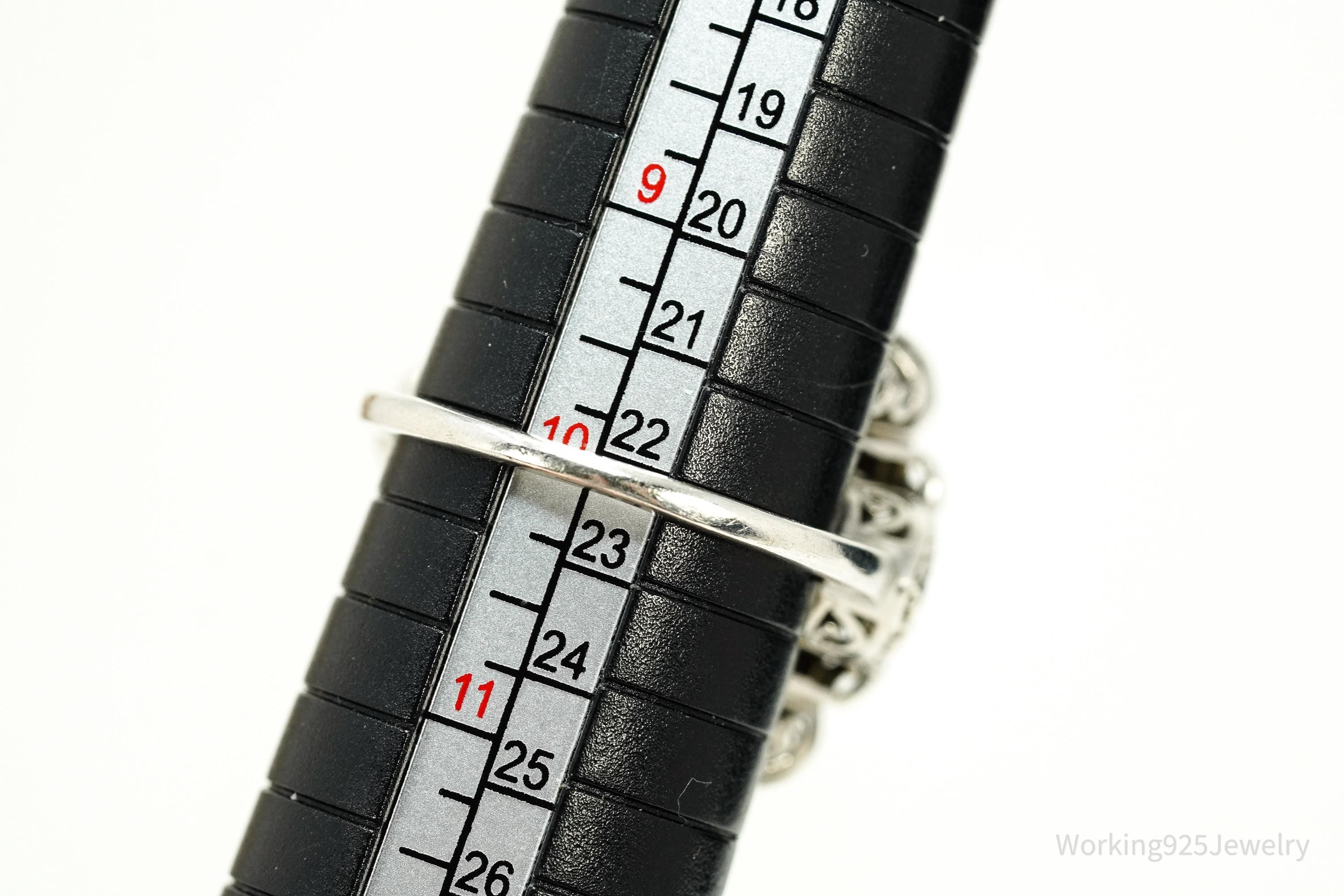 Vintage Lapis Lazuli & Diamond Gold Over Sterling Silver Ring - Size 10