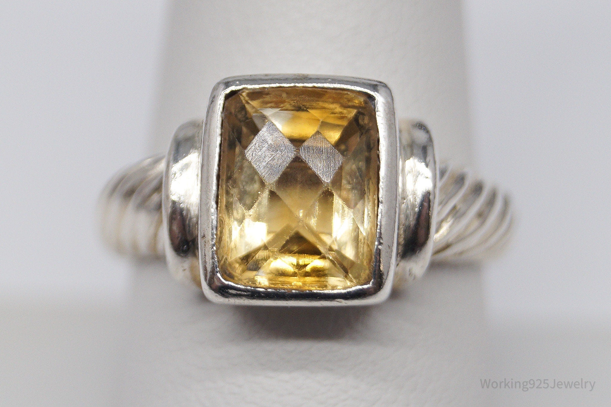 Vintage Citrine Sterling Silver Ring - Size 8.75