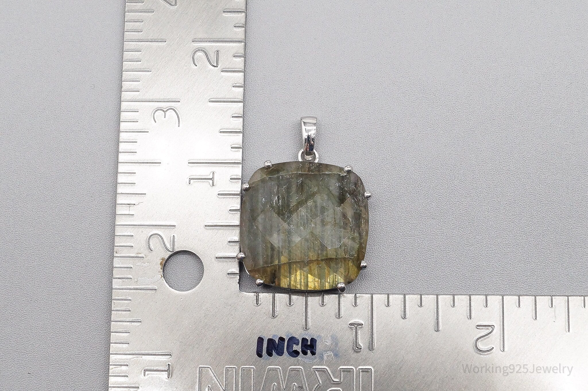 Vintage TGGC Large Labradorite Sterling Silver Necklace Pendant